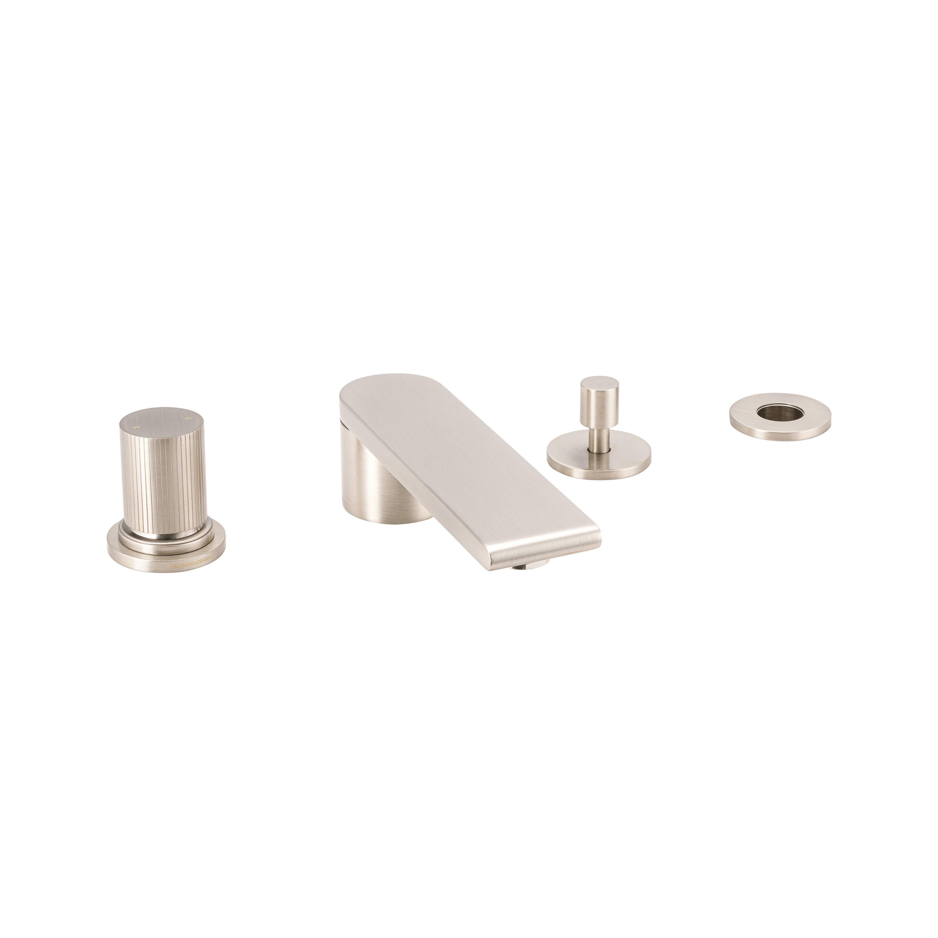 Toko Groove | Deck Mounted 4 Hole Bath Mixer Without Hand Shower Brushed Nickel
