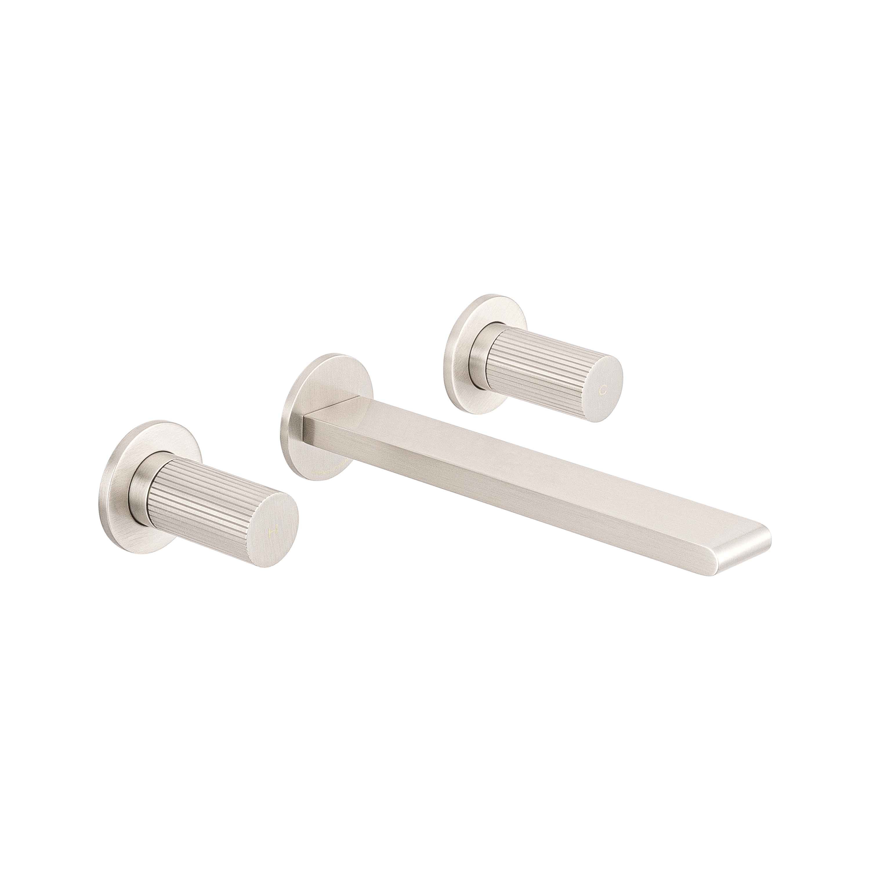 Toko Groove | Trim Part For Wall Mounted Concealed 3 Hole Basin Mixer Brushed Nickel