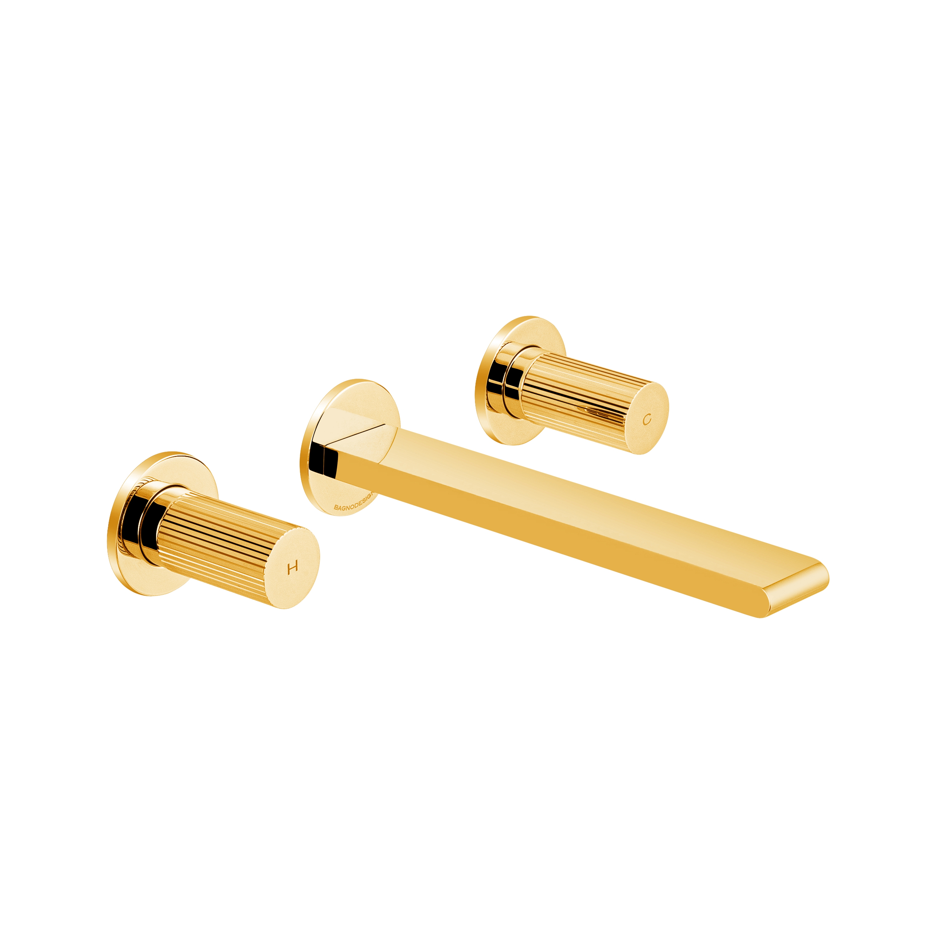 Toko Groove | Trim Part For Wall Mounted Concealed 3 Hole Basin Mixer Pvd Gold