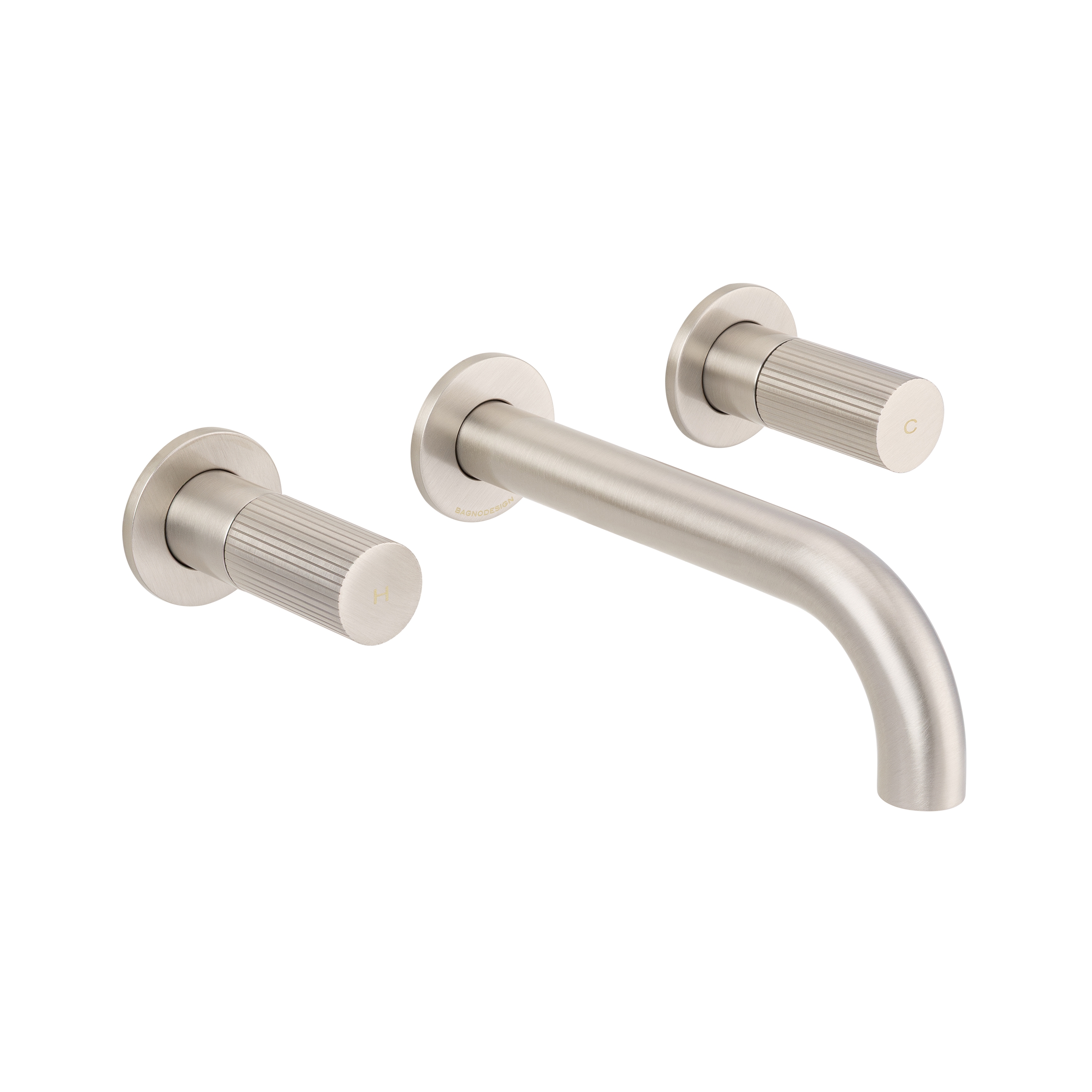 Toko Groove | Trim Part For Wall Mounted Concealed 3 Hole Basin Mixer Brushed Nickel