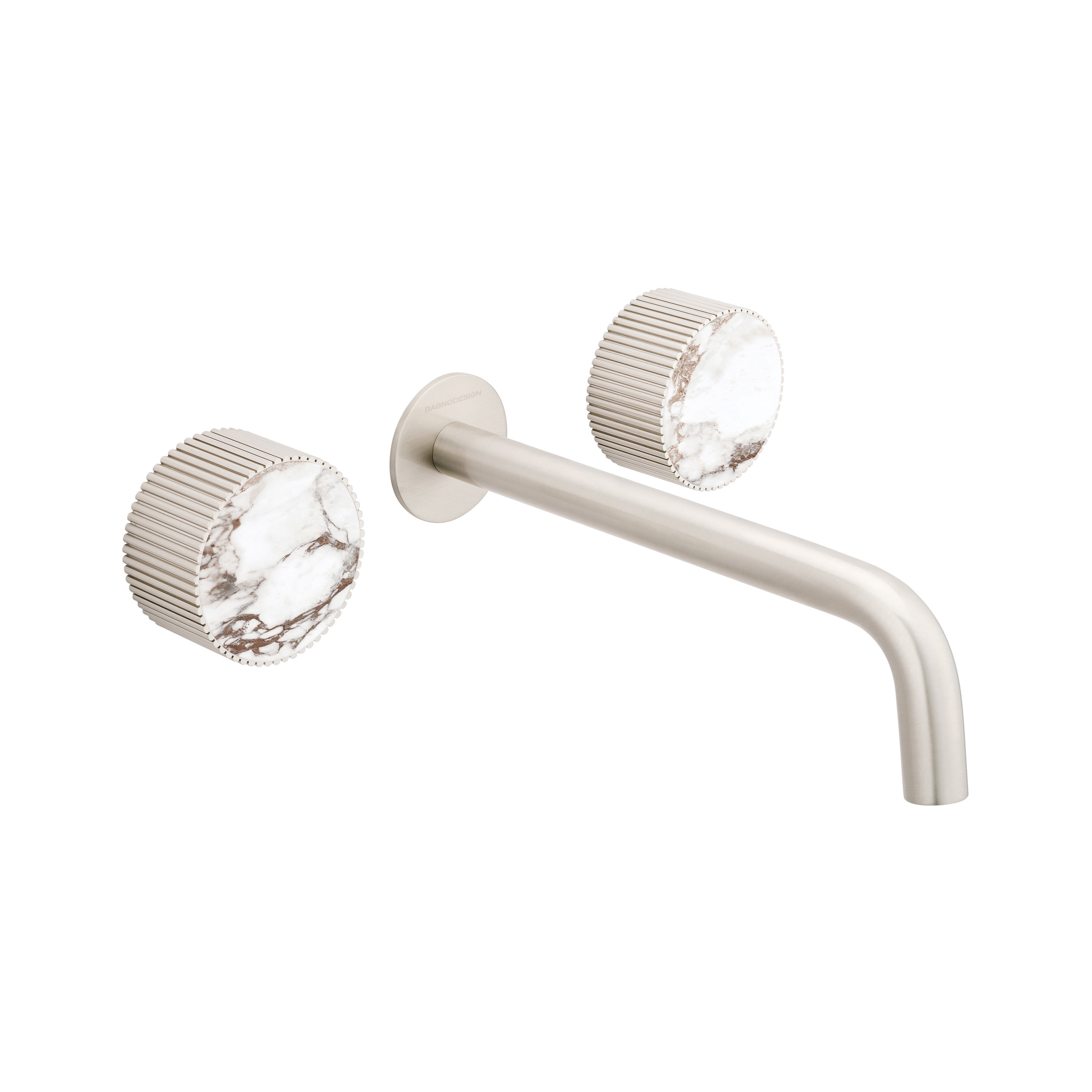Chiasso | Concealed 3 Hole Basin Mixer With Breccia Capraia Matt Marble Handle Insert Brushed Nickel