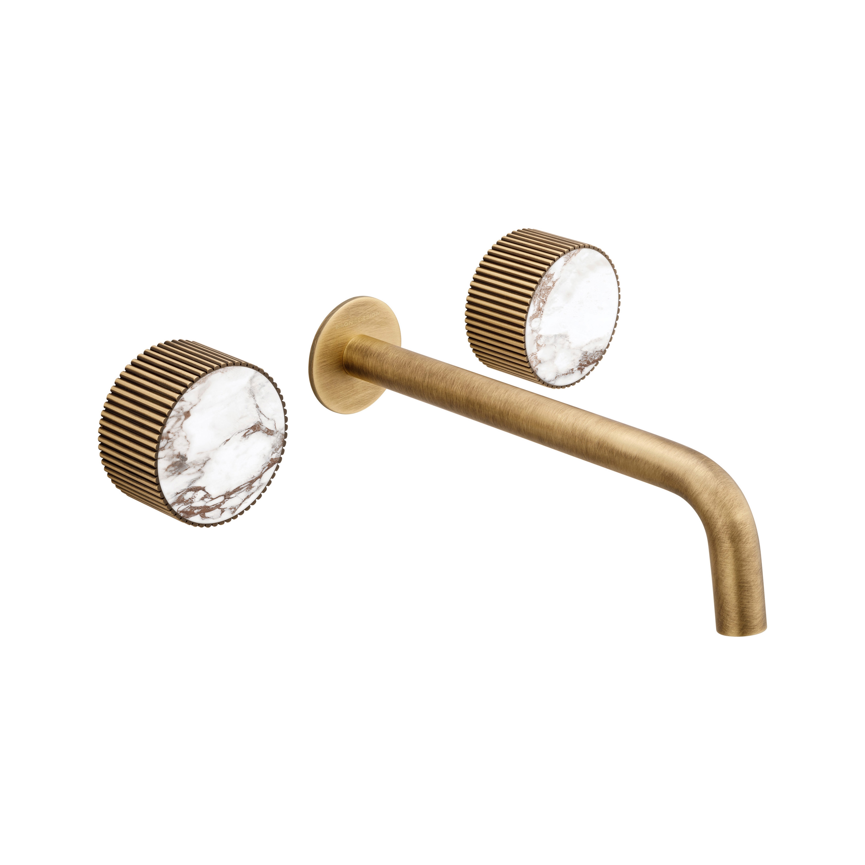 Chiasso | Concealed 3 Hole Basin Mixer With Breccia Capraia Matt Marble Handle Insert Soft Bronze
