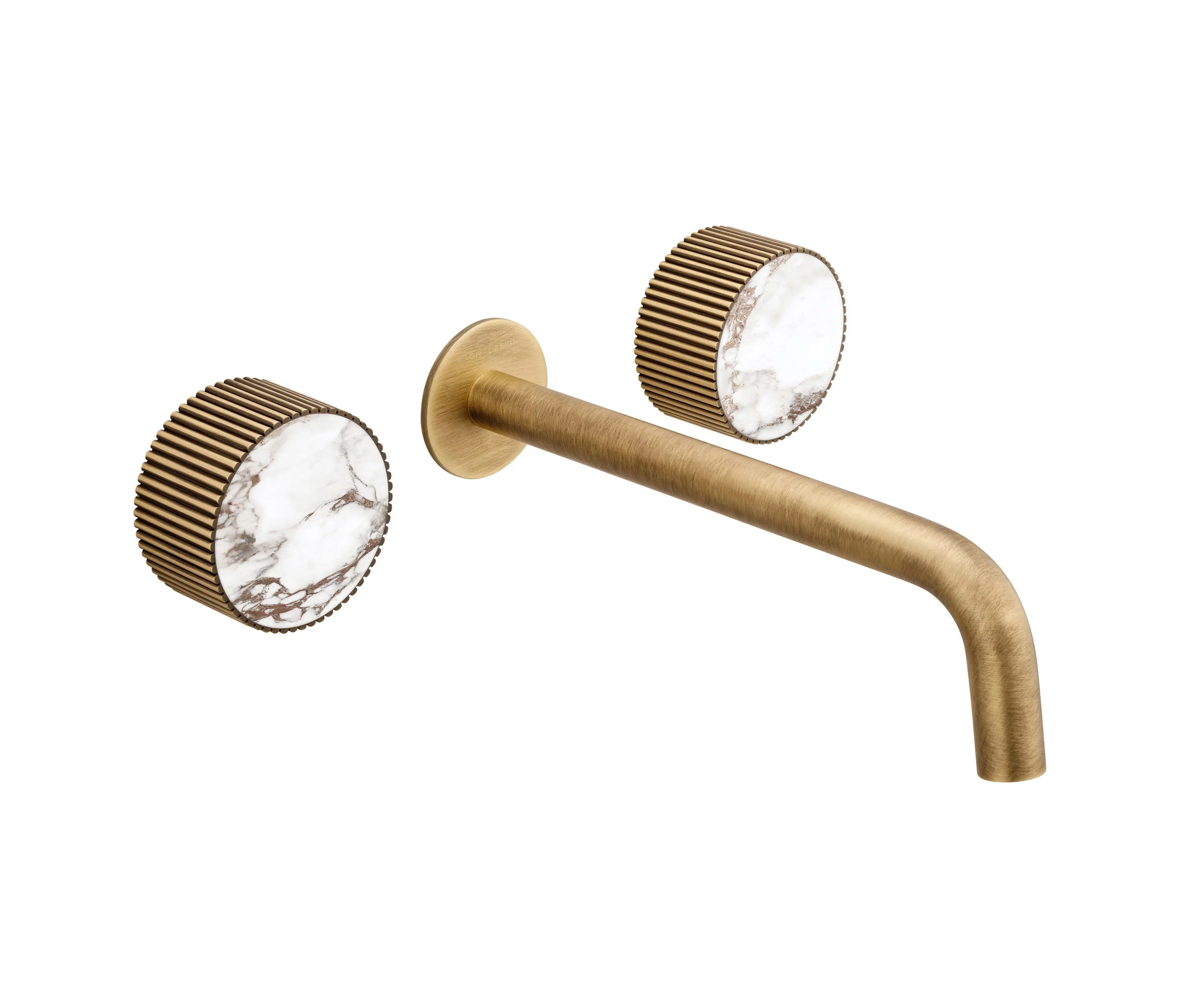 BAGNODESIGN - Chiasso | Concealed 3 Hole Basin Mixer With Breccia Capraia Matt Marble Handle Insert Soft Bronze
