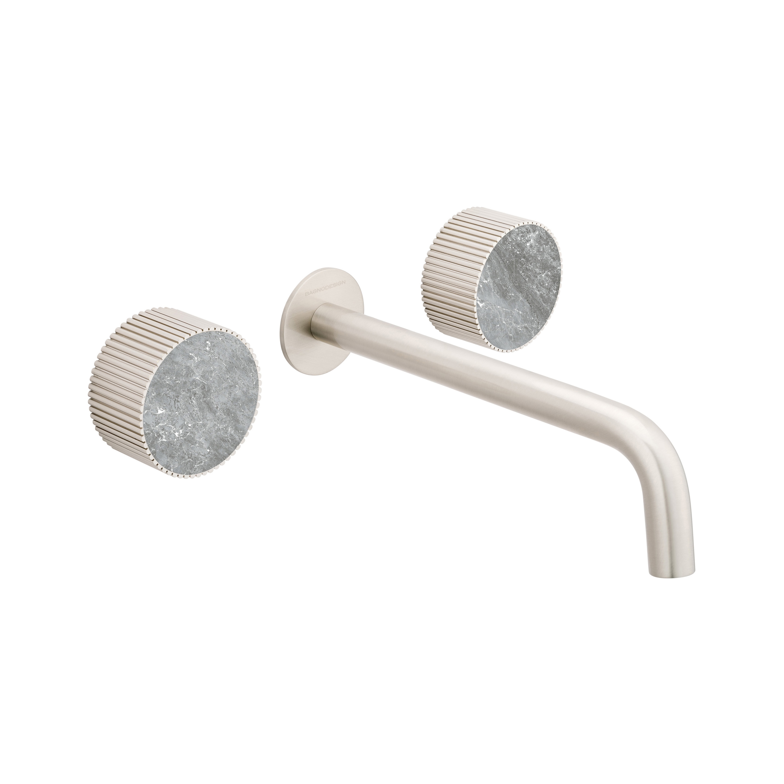 Chiasso | Concealed 3 Hole Basin Mixer With Roma Diamond Grigio Marble Handle Insert Brushed Nickel