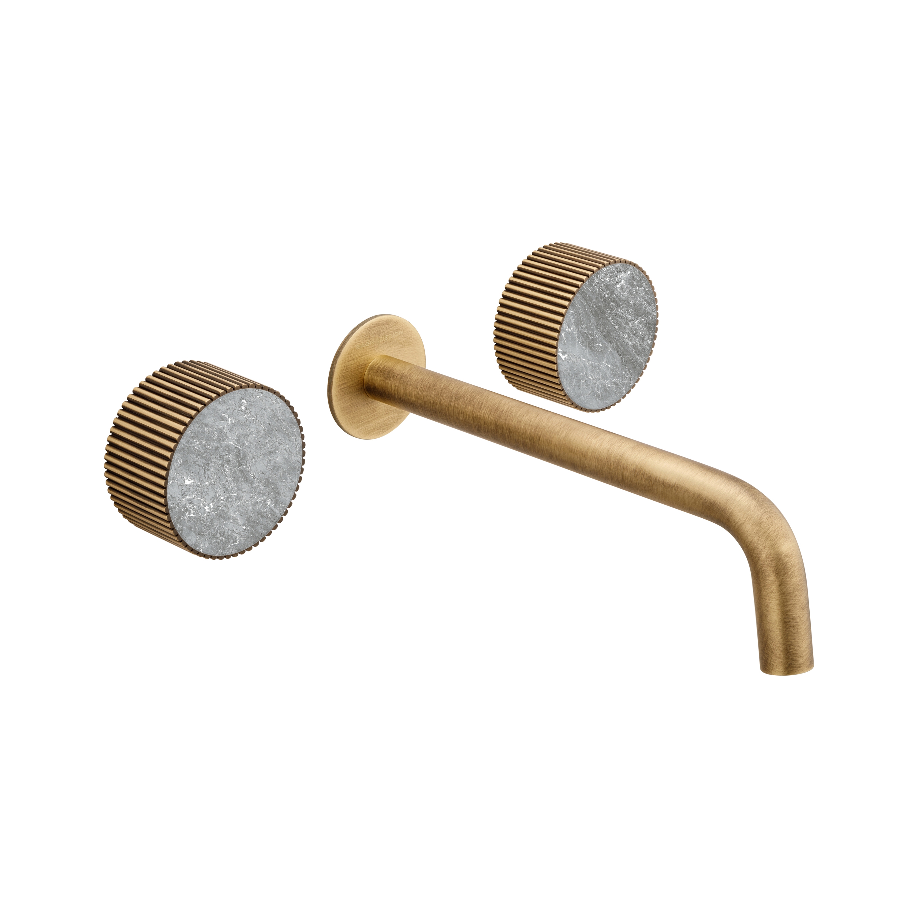 Chiasso | Concealed 3 Hole Basin Mixer With Roma Diamond Grigio Marble Handle Insert Soft Bronze