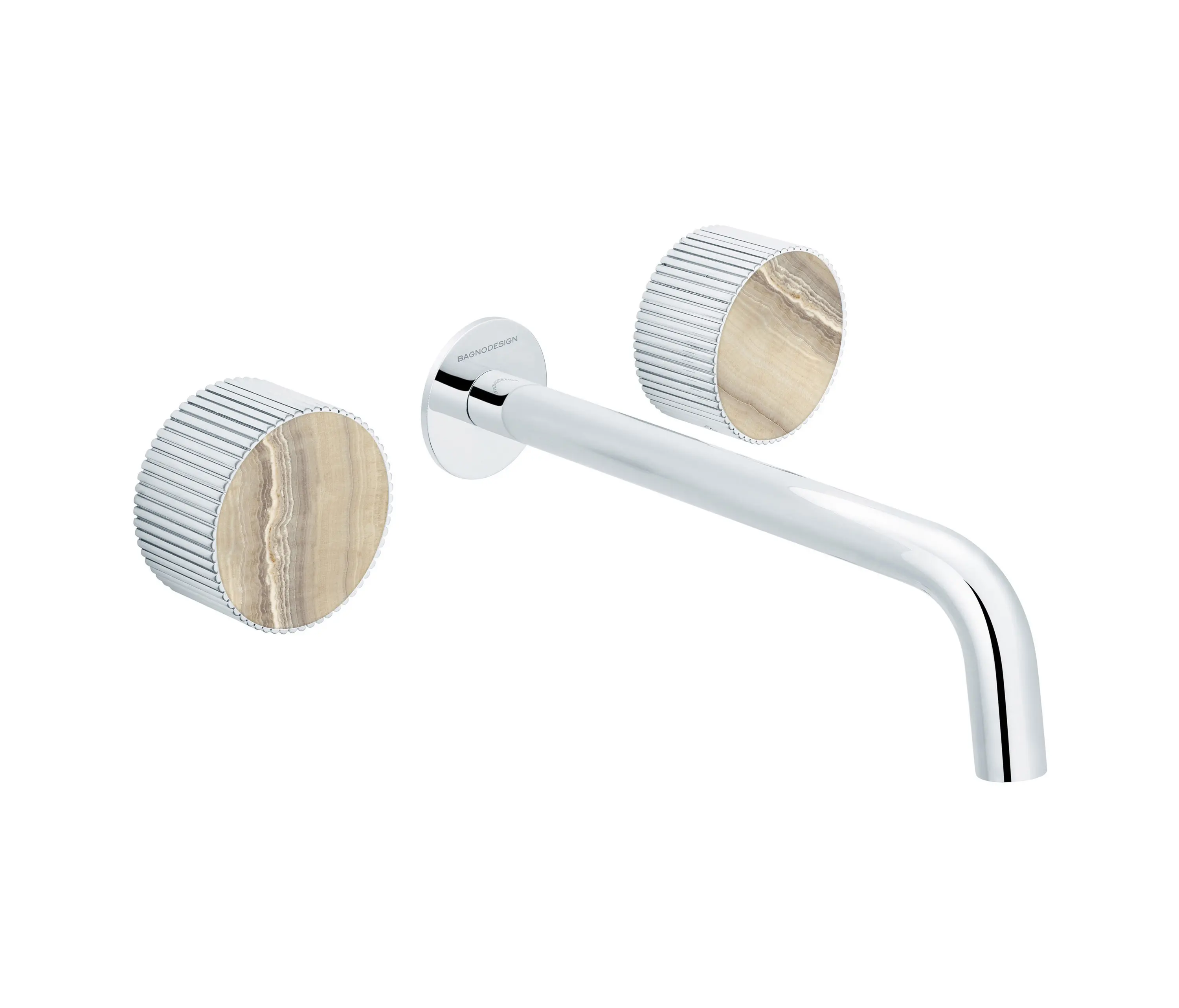 BAGNODESIGN - Chiasso | Concealed 3 Hole Basin Mixer With Sand Levigato Marble Handle Insert Chrome
