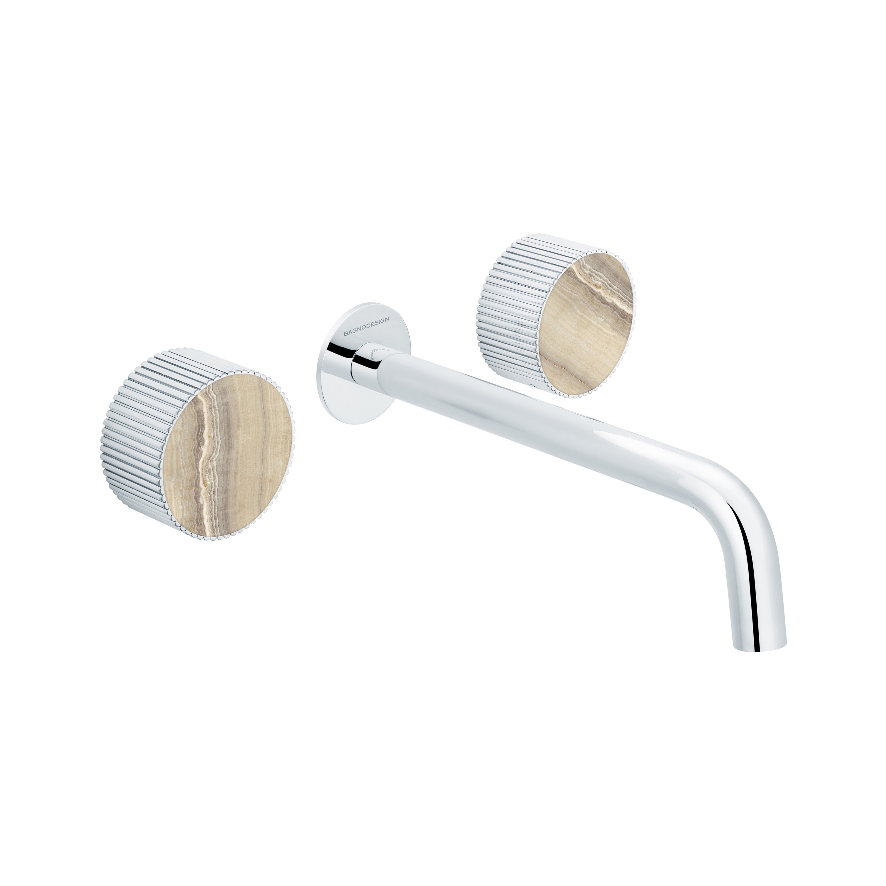 Chiasso | Concealed 3 Hole Basin Mixer With Sand Levigato Marble Handle Insert Chrome