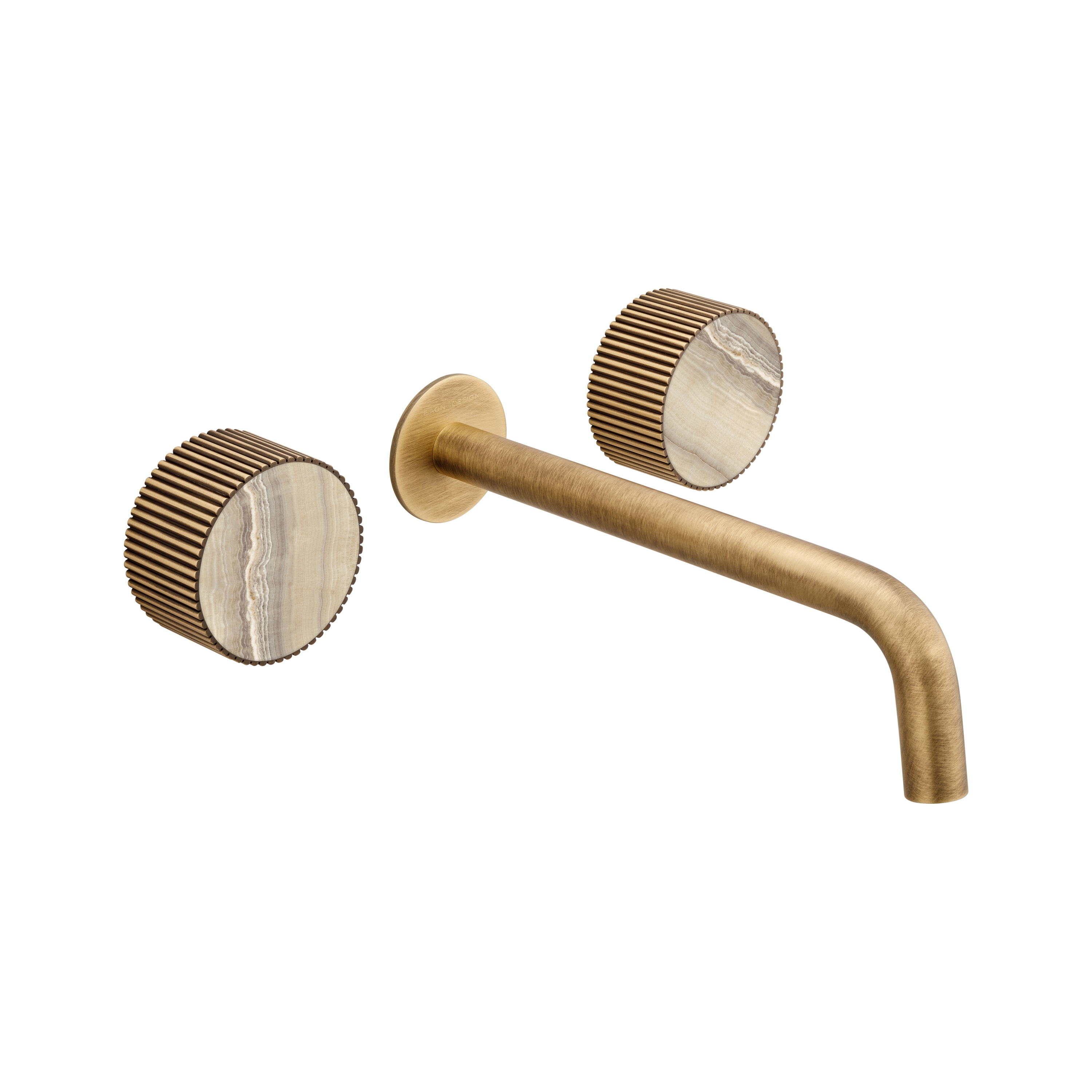 Chiasso | Concealed 3 Hole Basin Mixer With Sand Levigato Marble Handle Insert Soft Bronze