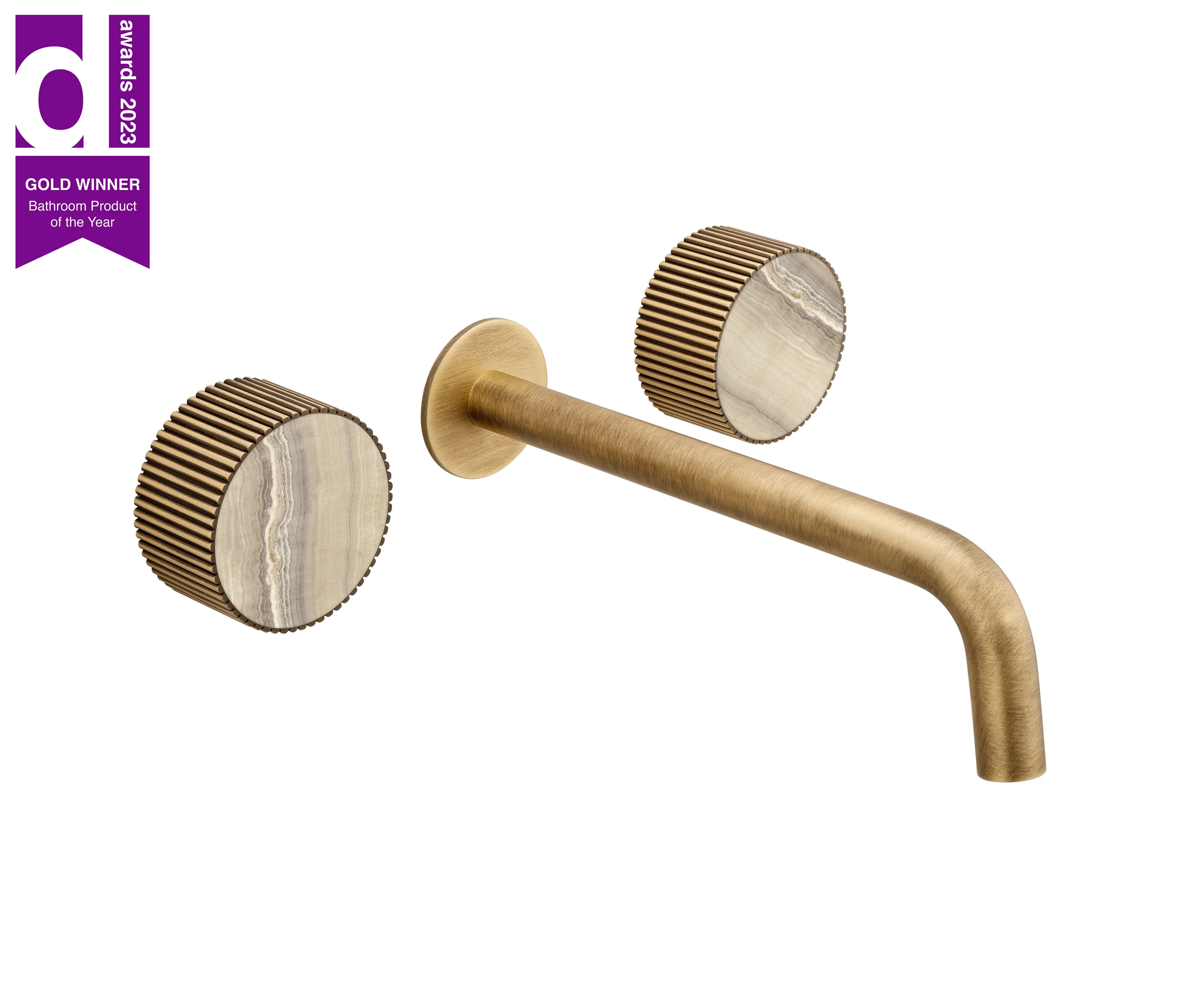 BAGNODESIGN - Chiasso | Concealed 3 Hole Basin Mixer With Sand Levigato Marble Handle Insert Soft Bronze