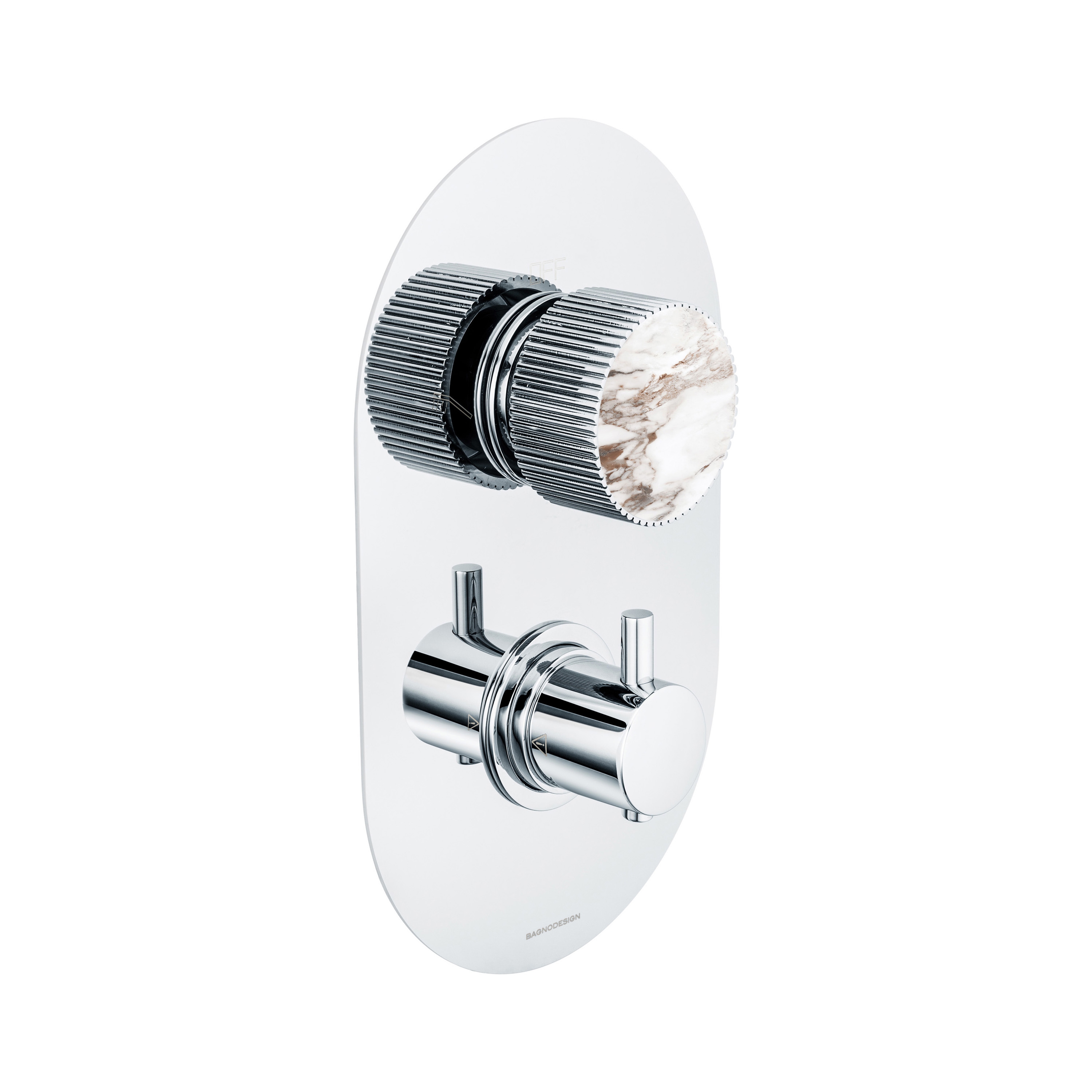 Chiasso | Concealed Thermostatic Shower With 2 Ways Diverter With Breccia Capraia Matt Marble Handle Insert Chrome