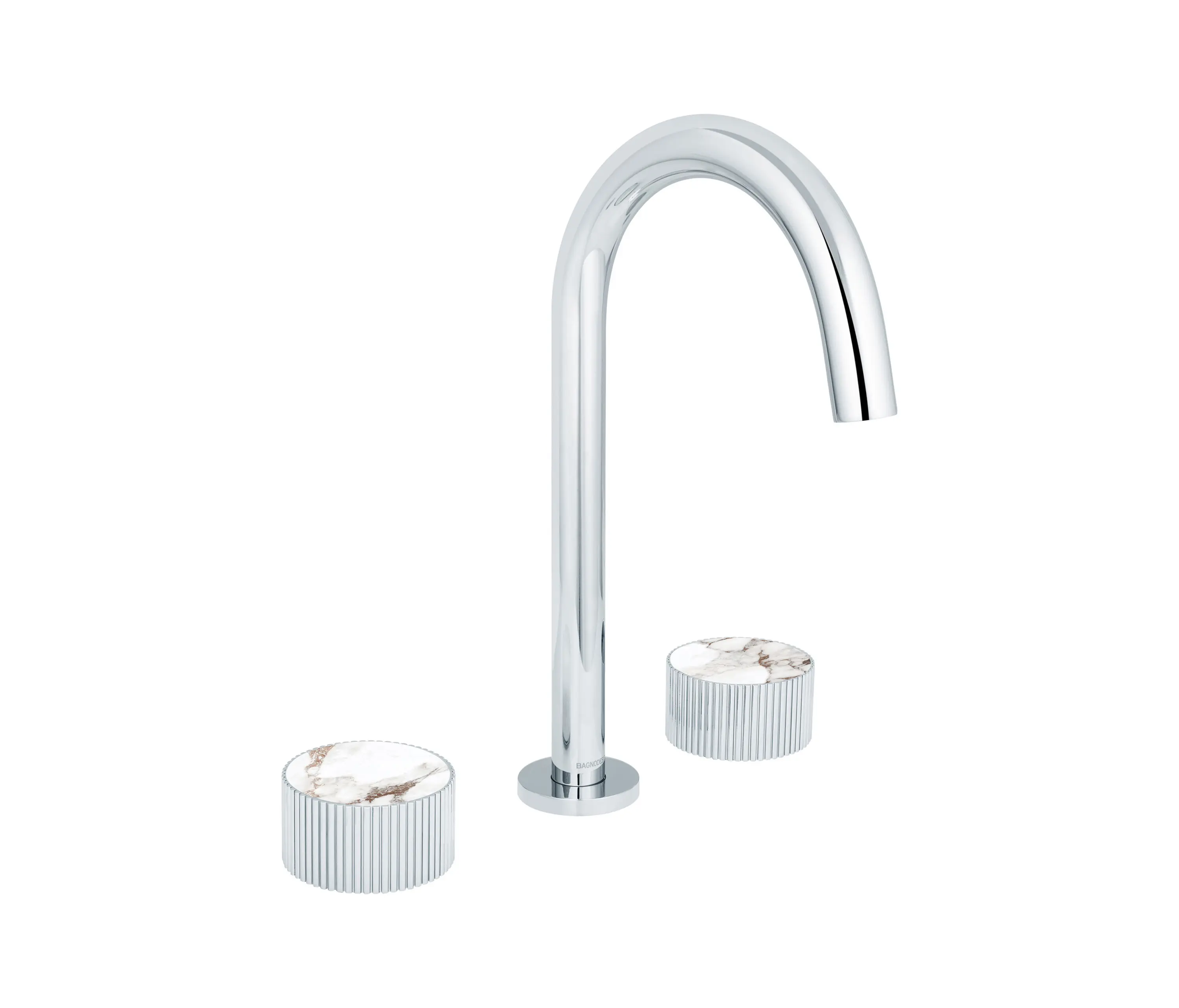 BAGNODESIGN - Chiasso | Deck Mounted 3 Hole Basin Mixer Breccia Capraia Matt Marble Handle Insert Chrome