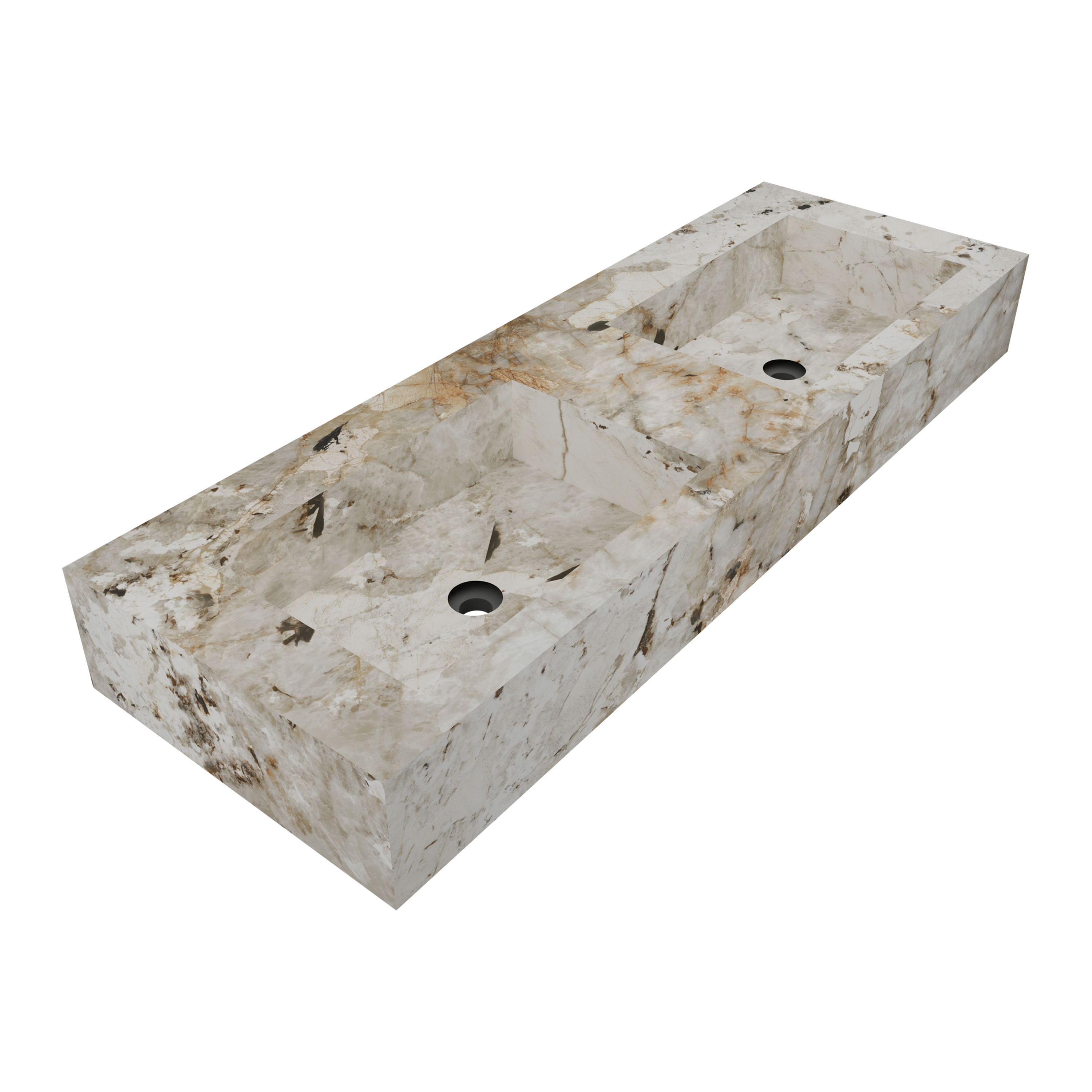Display product Courchevel Wall Mounted Double Bowl Wash Basin from manufacturer BAGNODESIGN