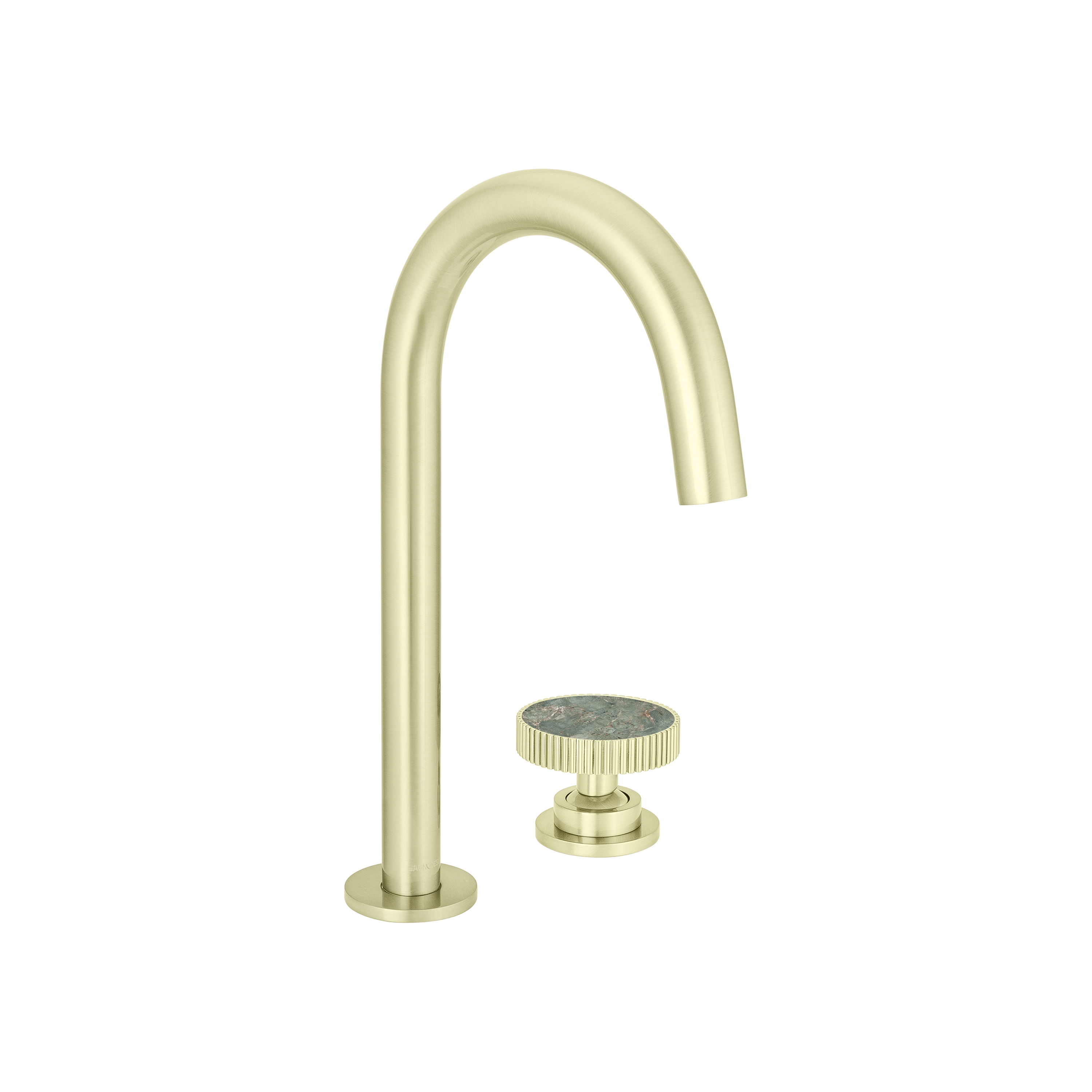 Display product Chiasso | Deck Mounted 2 Hole Basin Mixer With Porcelain Handle Insert Without Waste from manufacturer BAGNODESIGN
