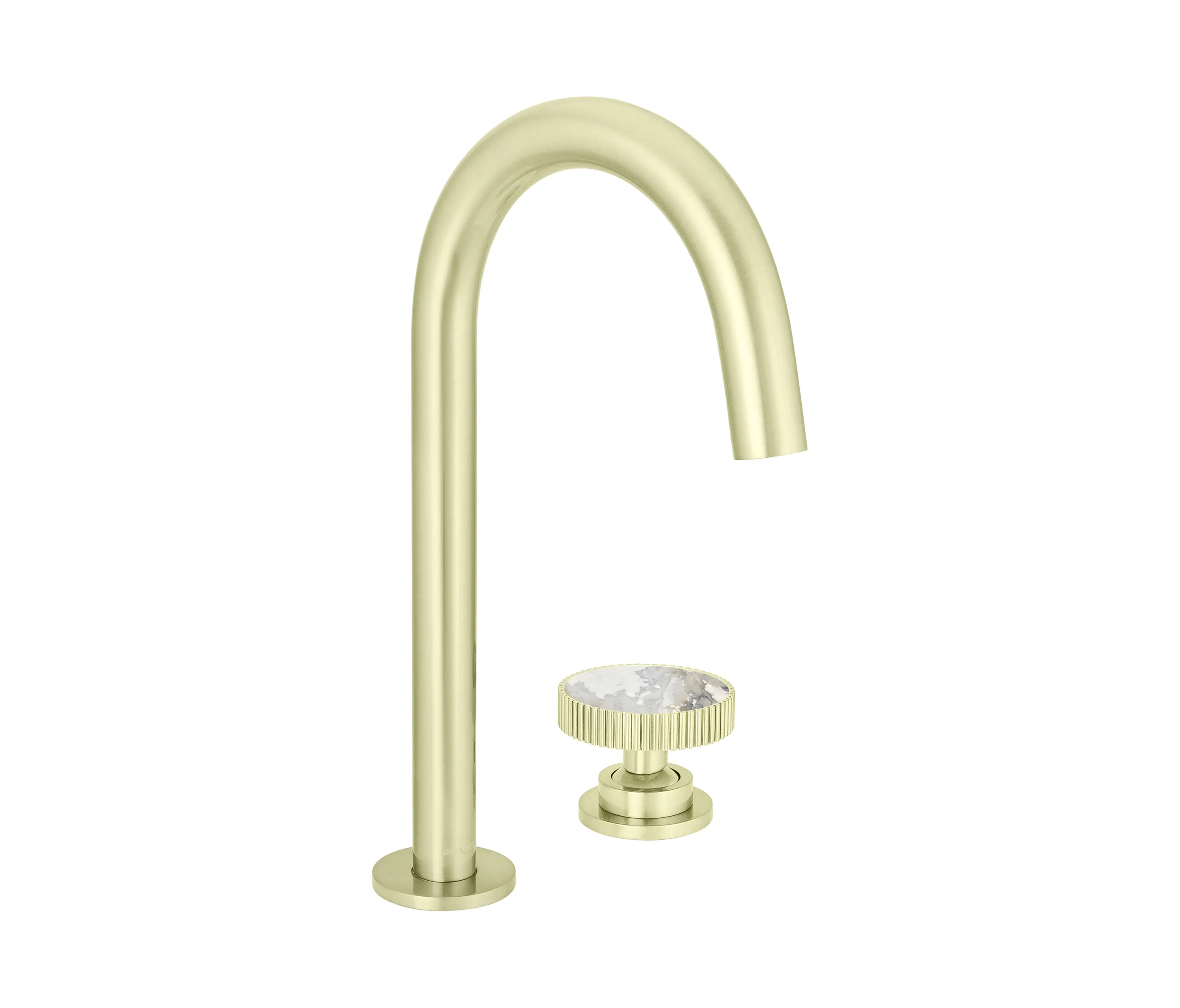 BAGNODESIGN - Chiasso | Deck Mounted 2 Hole Basin Mixer With Porcelain Handle Insert Without Waste