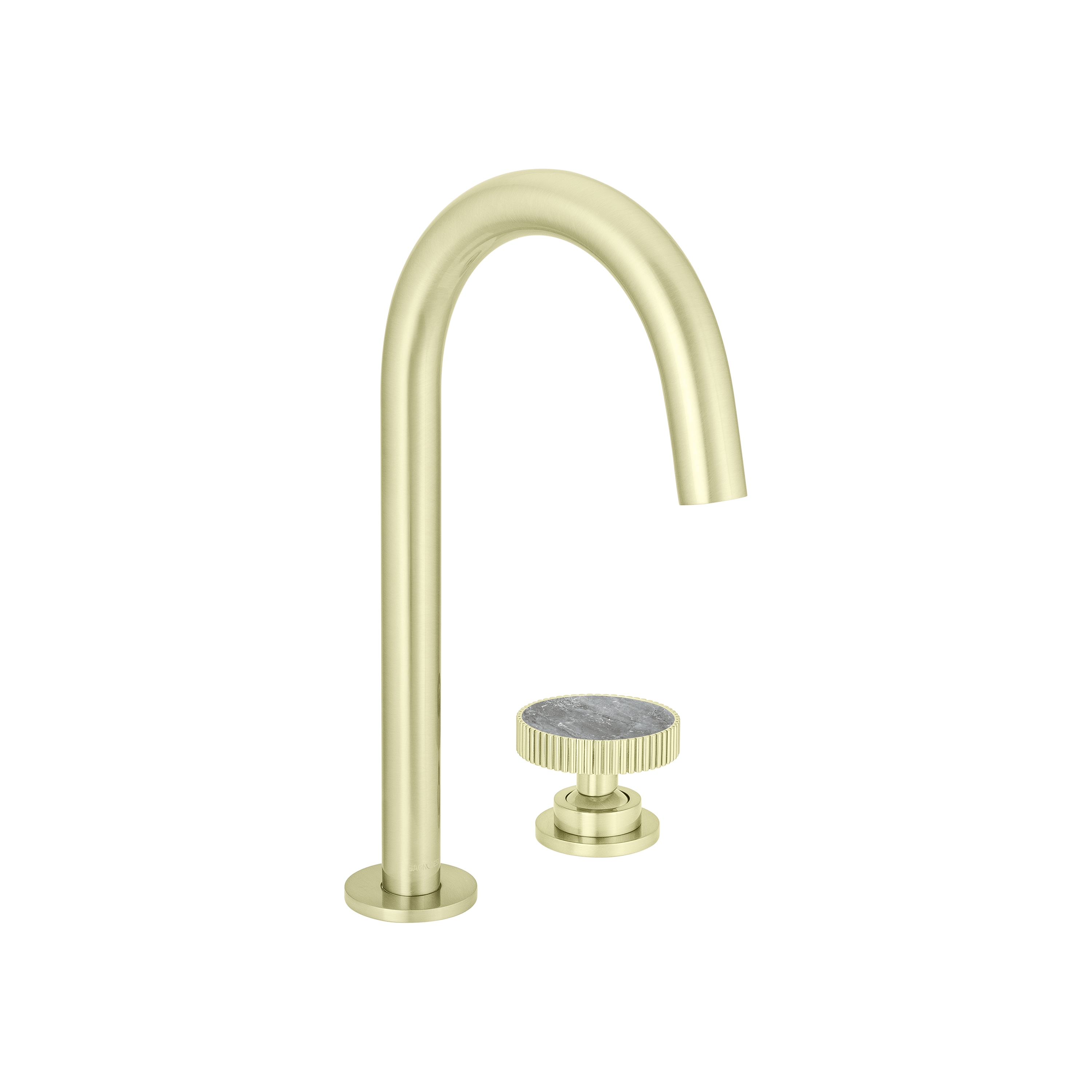 Mostra il prodotto Chiasso | Deck Mounted 2 Hole Basin Mixer With Porcelain Handle Insert Without Waste del produttore BAGNODESIGN