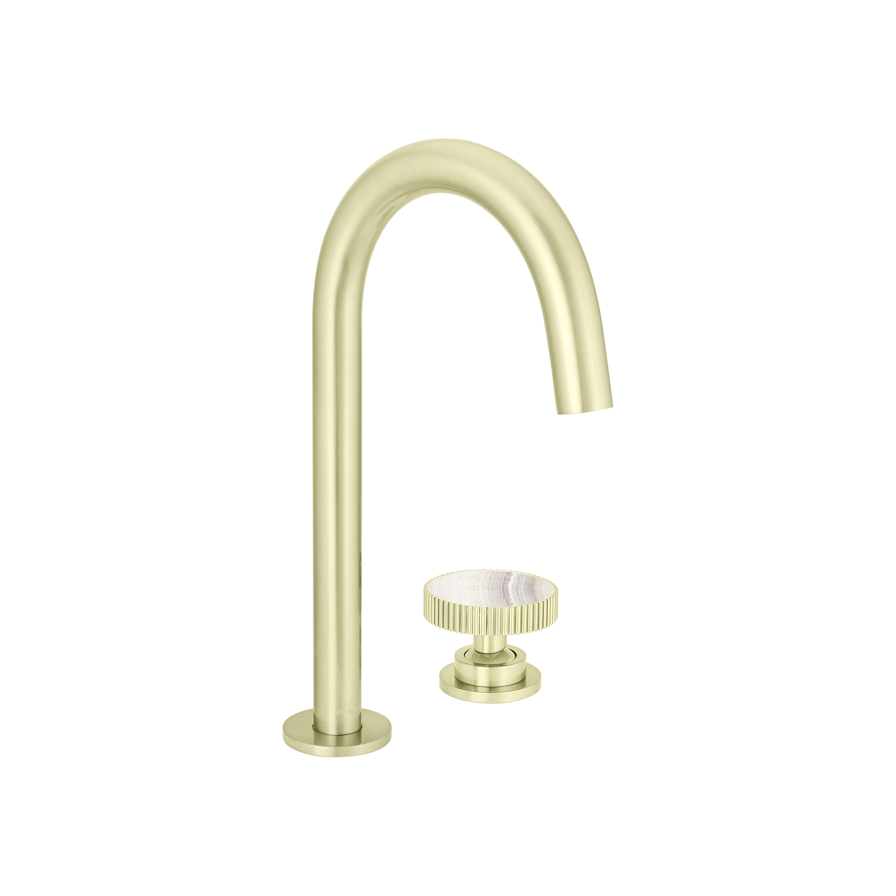 Afficher le produit Chiasso | Deck Mounted 2 Hole Basin Mixer With Porcelain Handle Insert Without Waste du fabricant BAGNODESIGN