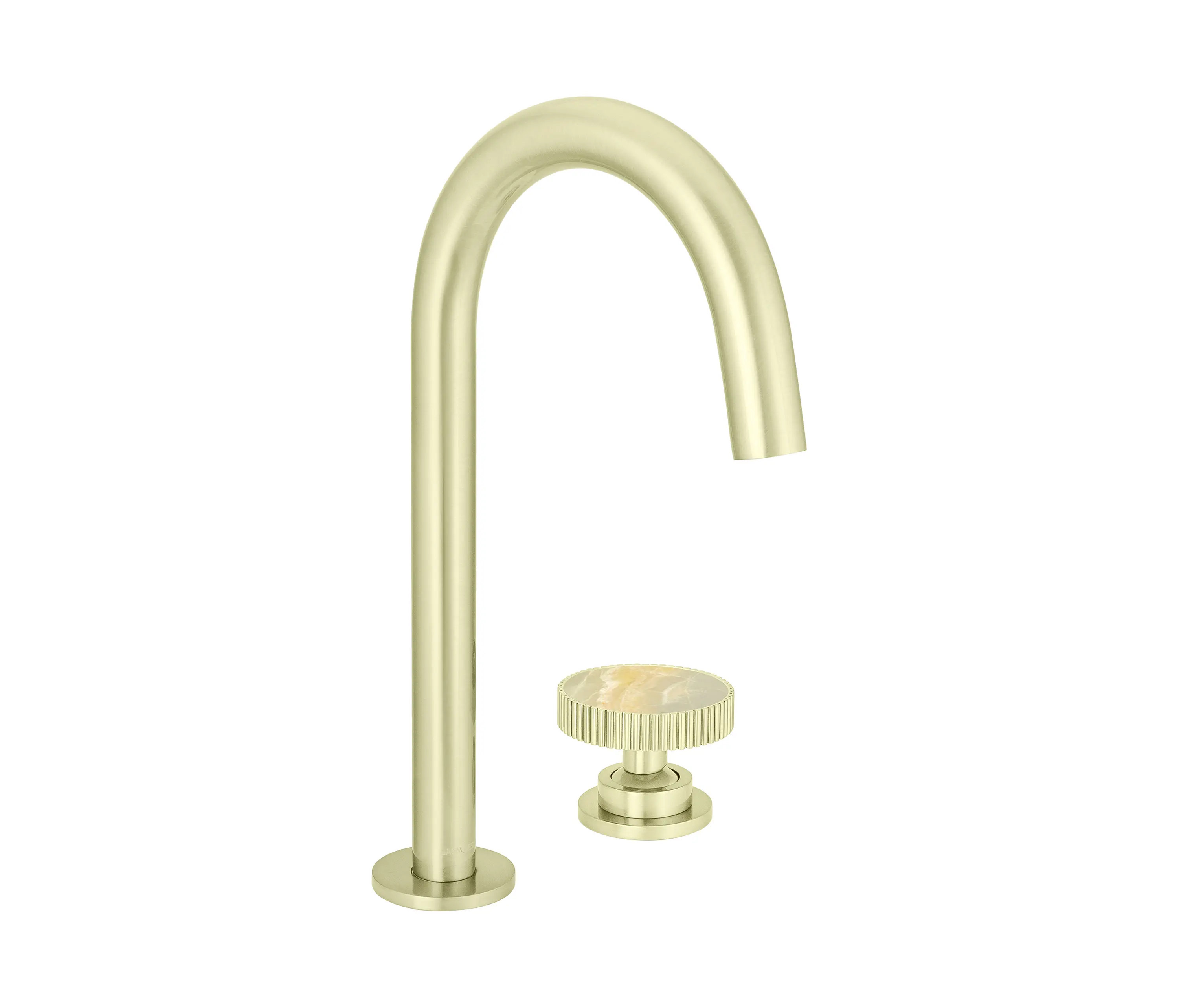 BAGNODESIGN - Chiasso | Deck Mounted 2 Hole Basin Mixer With Porcelain Handle Insert Without Waste