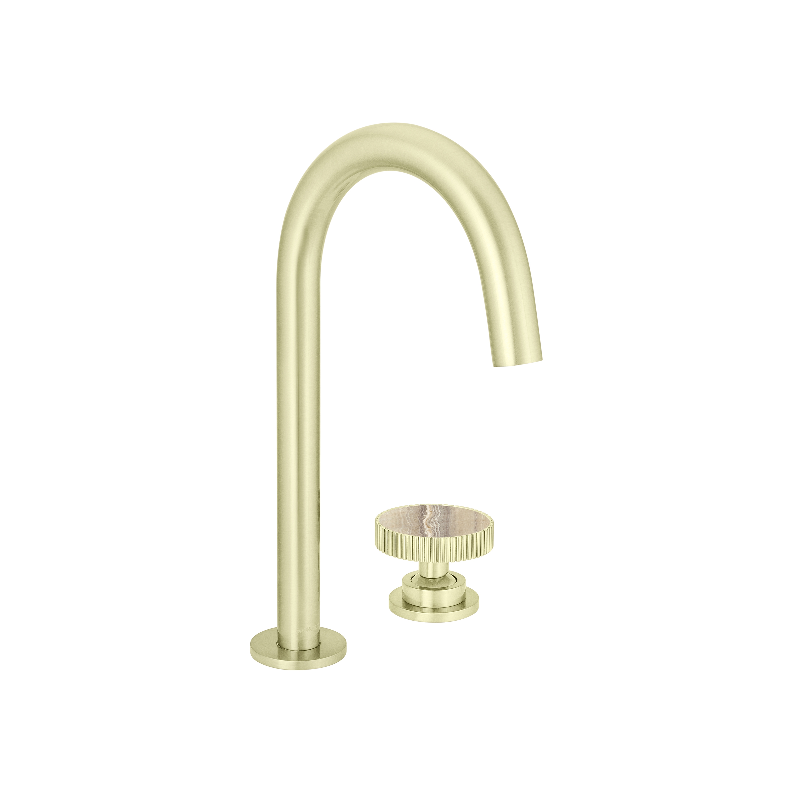 Display product Chiasso | Deck Mounted 2 Hole Basin Mixer With Porcelain Handle Insert Without Waste from manufacturer BAGNODESIGN