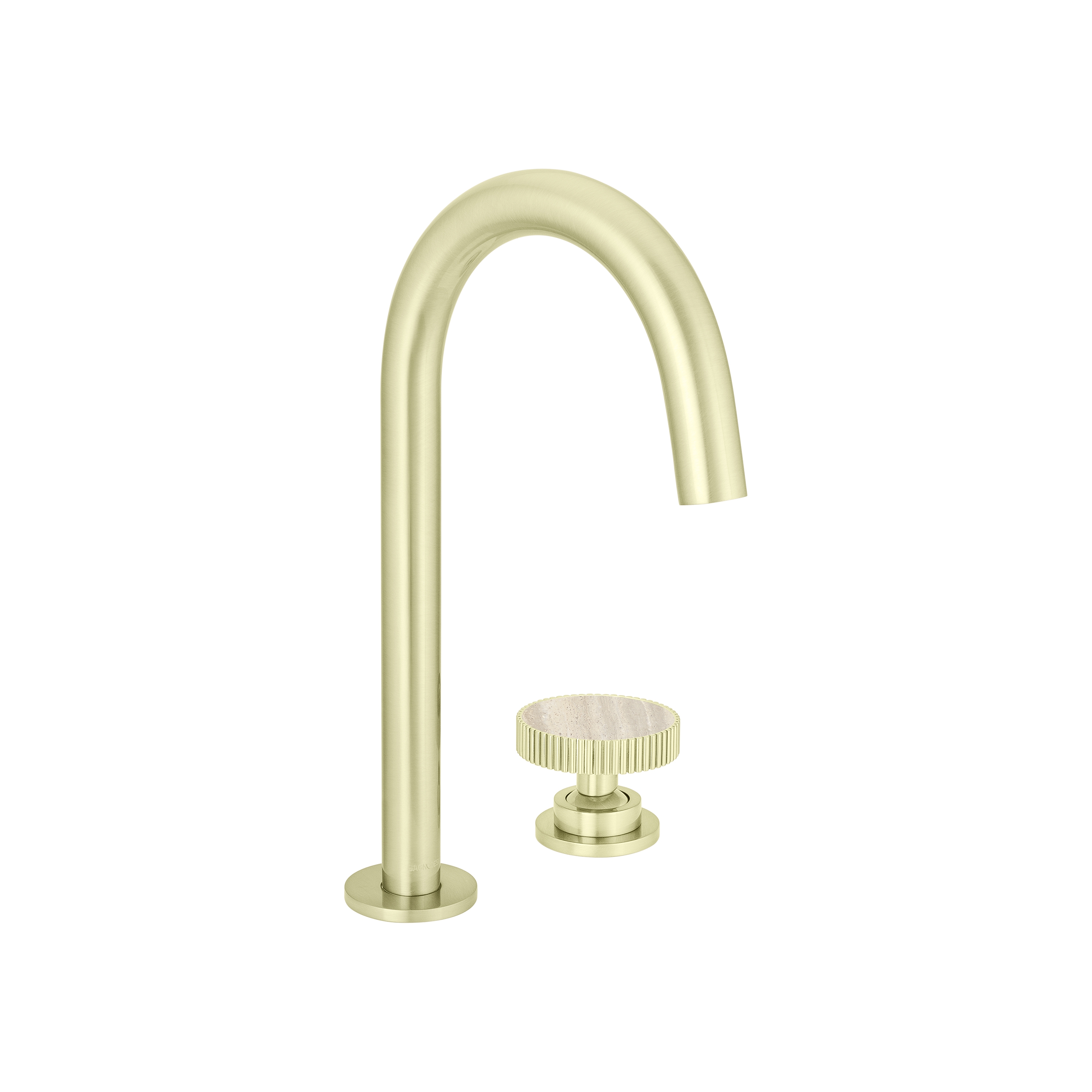 Mostra il prodotto Chiasso | Deck Mounted 2 Hole Basin Mixer With Porcelain Handle Insert Without Waste del produttore BAGNODESIGN