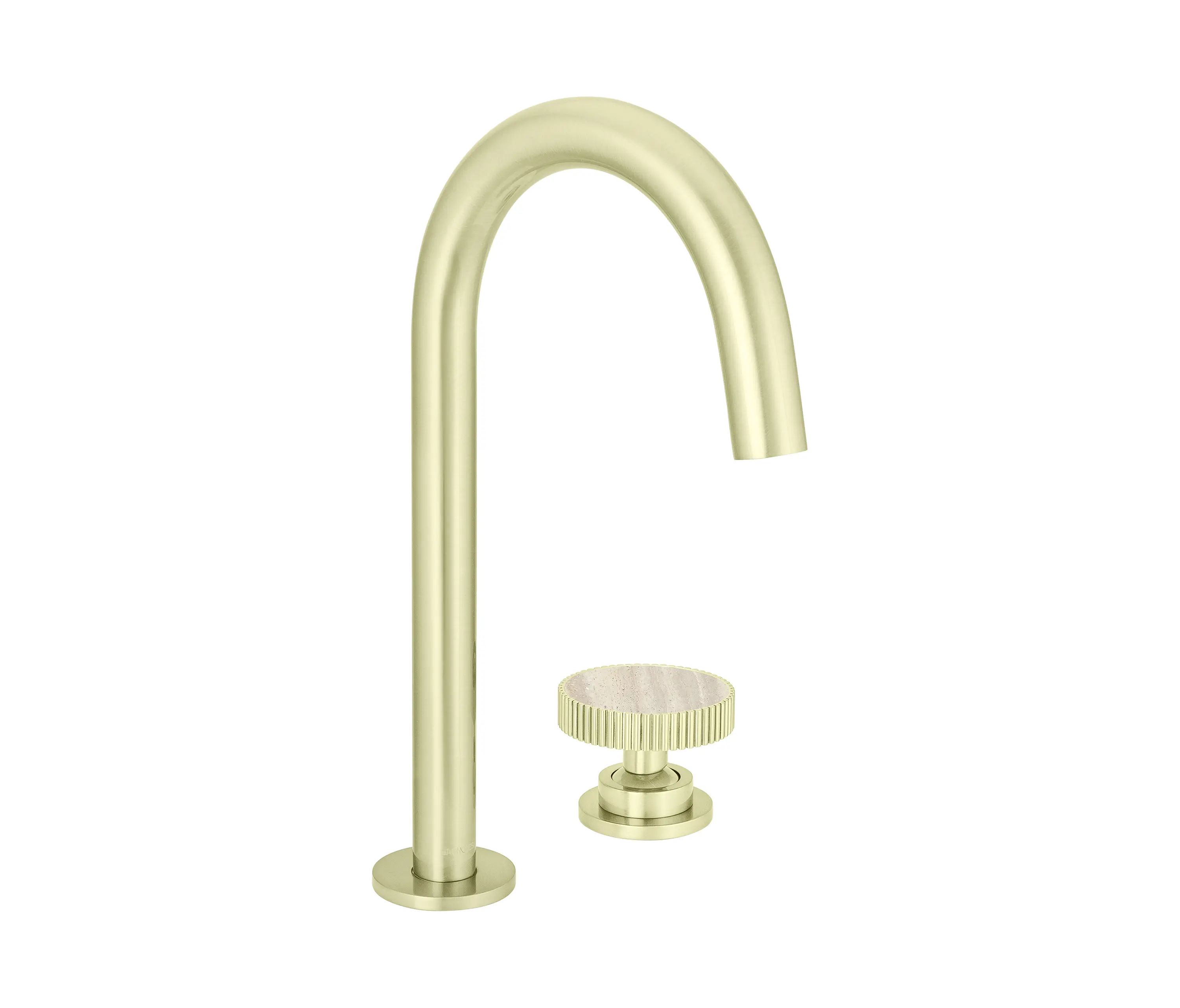 BAGNODESIGN - Chiasso | Deck Mounted 2 Hole Basin Mixer With Porcelain Handle Insert Without Waste