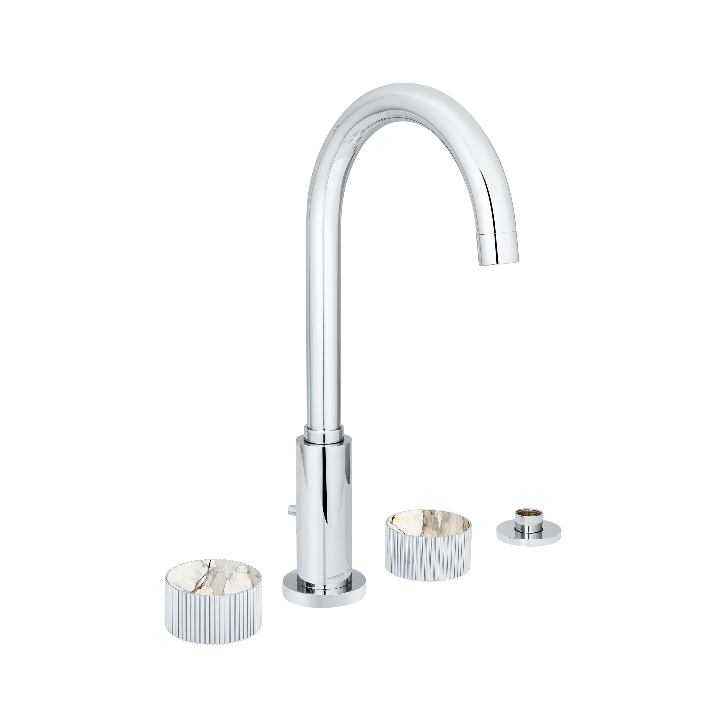 Display product Chiasso | Deck Mounted 4 Hole Bath Mixer With Porcelain Handle Insert from manufacturer BAGNODESIGN