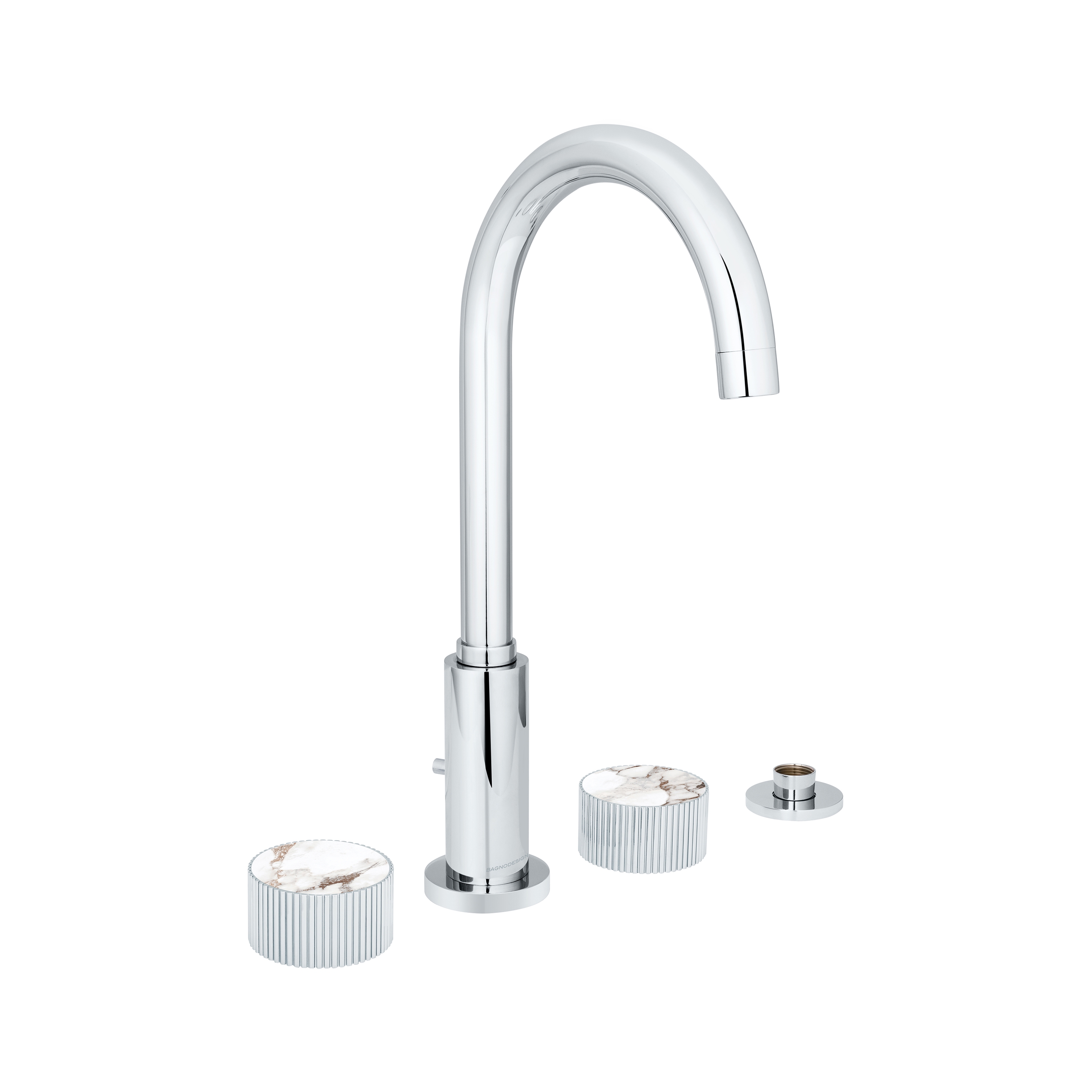 Display product Chiasso | Deck Mounted 4 Hole Bath Mixer With Porcelain Handle Insert from manufacturer BAGNODESIGN