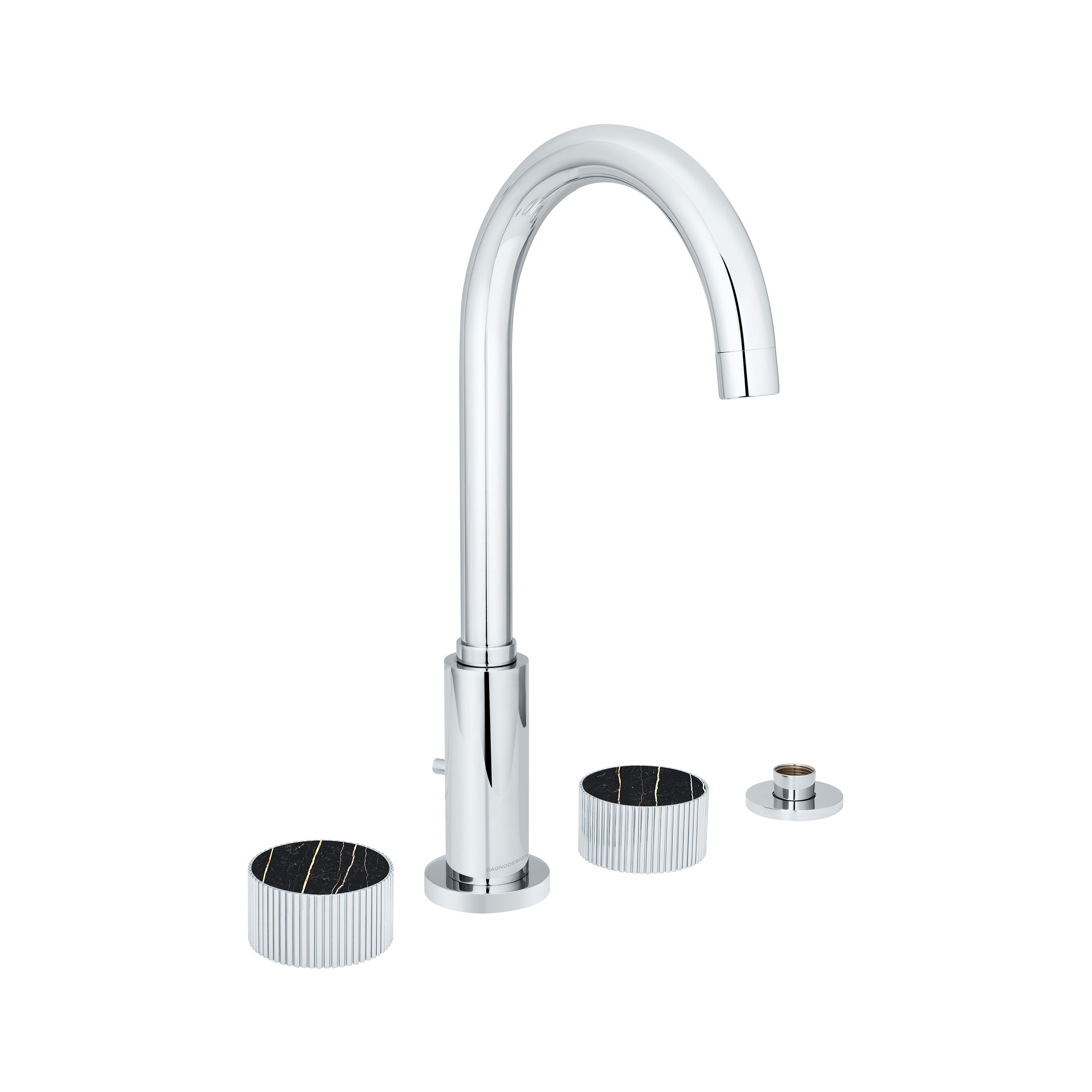 Afficher le produit Chiasso | Deck Mounted 4 Hole Bath Mixer With Porcelain Handle Insert du fabricant BAGNODESIGN