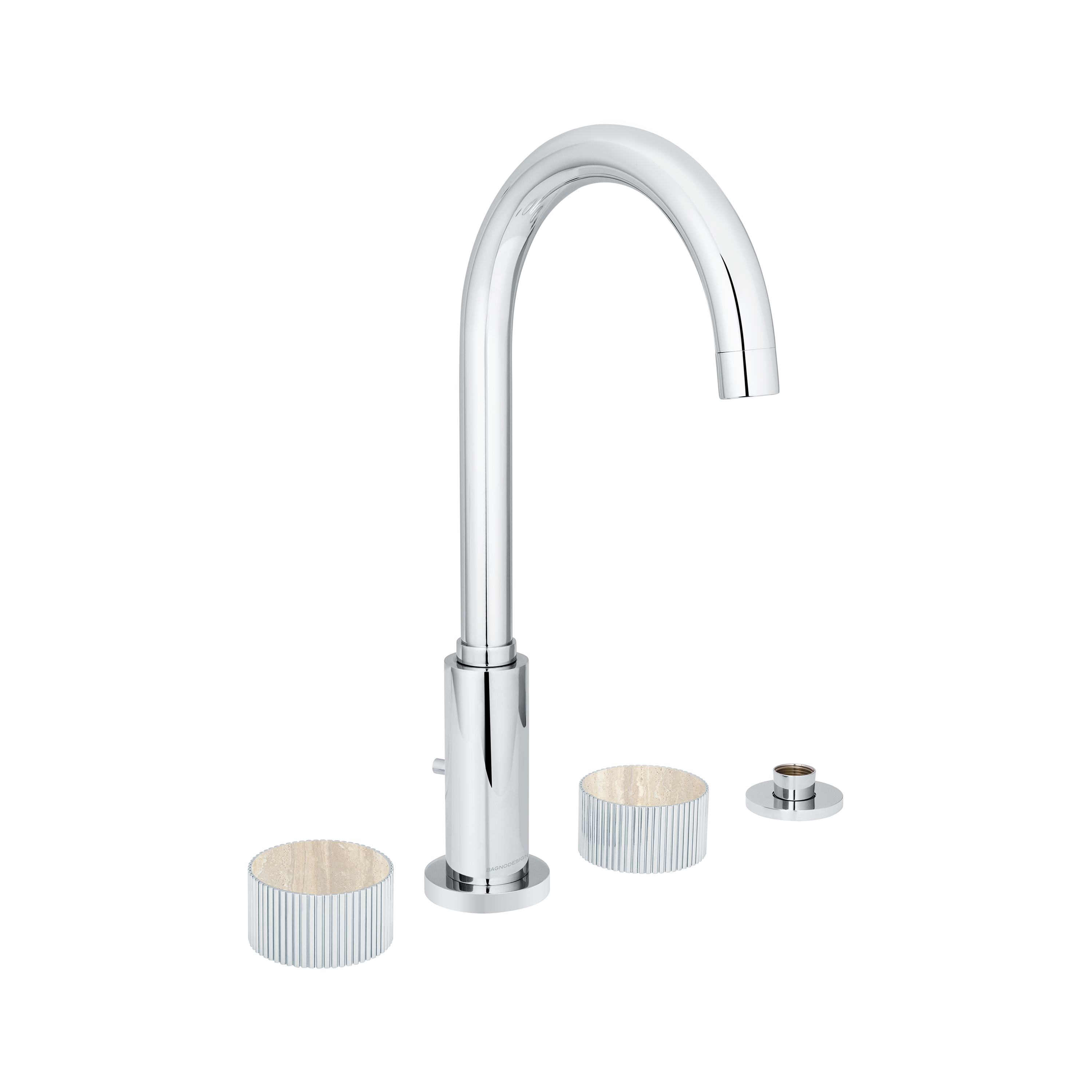 Afficher le produit Chiasso | Deck Mounted 4 Hole Bath Mixer With Porcelain Handle Insert du fabricant BAGNODESIGN