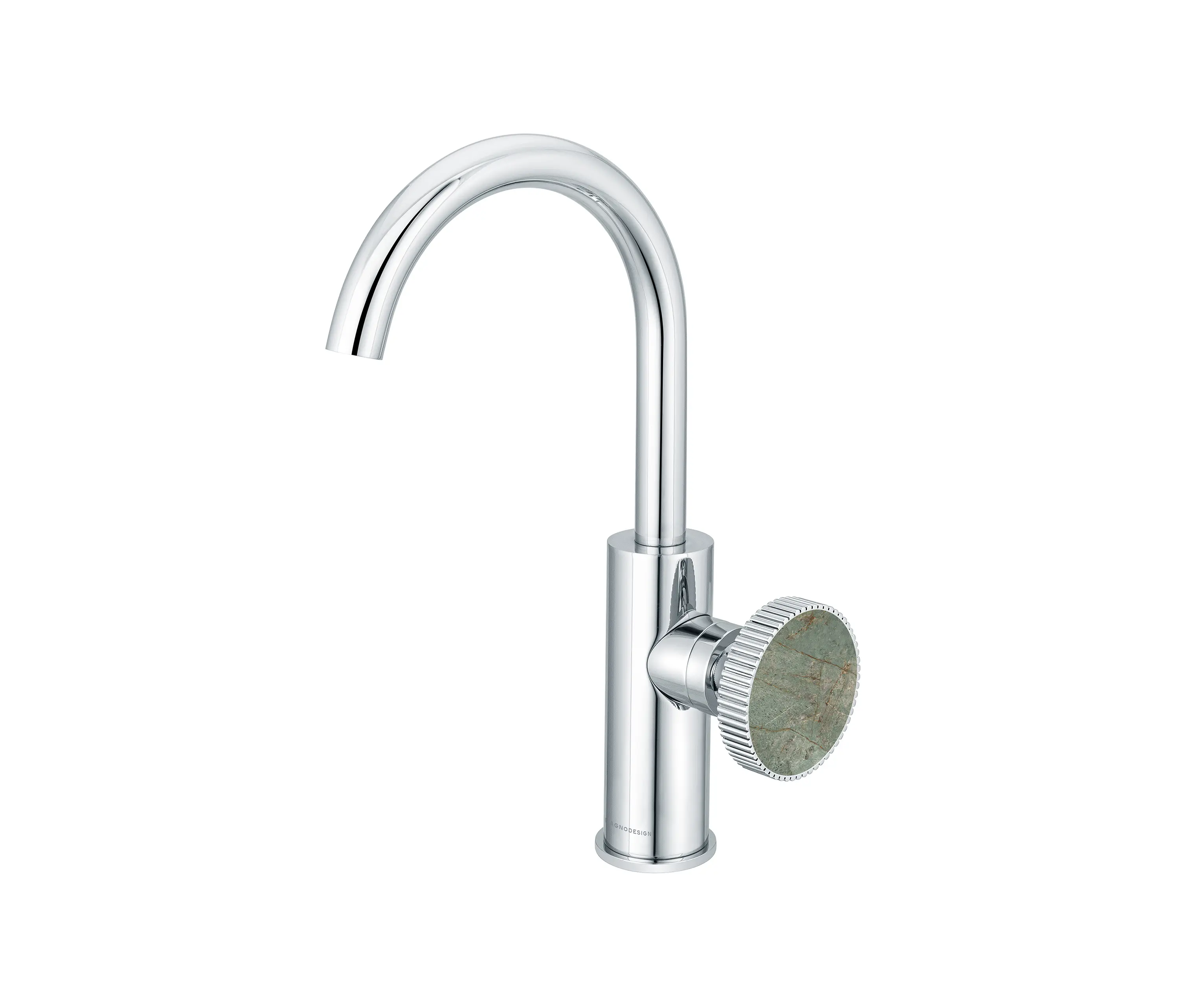 BAGNODESIGN - Chiasso | Deck Mounted Mono Basin Mixer With Porcelain Handle Insert Without Waste