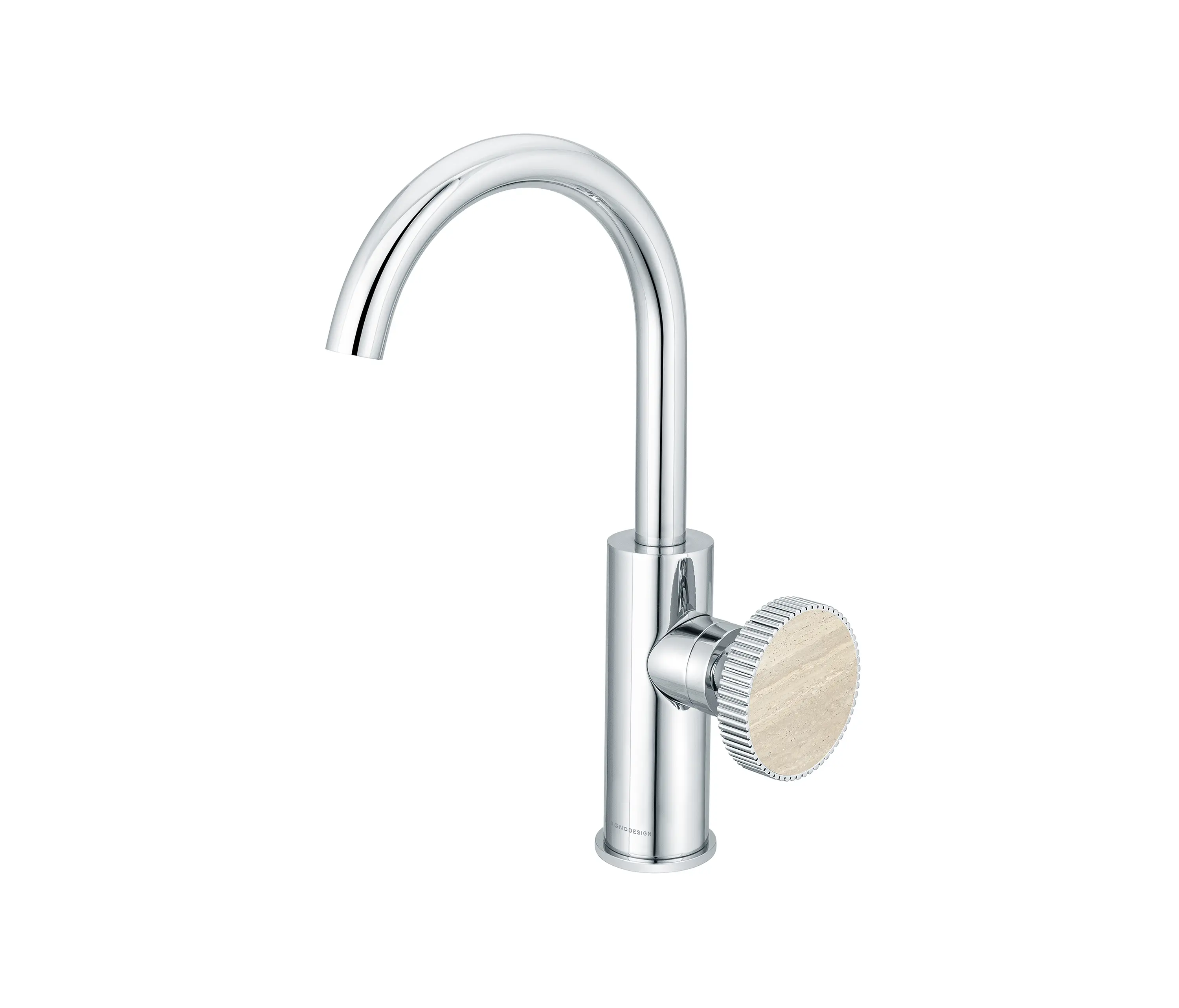 BAGNODESIGN - Chiasso | Deck Mounted Mono Basin Mixer With Porcelain Handle Insert Without Waste