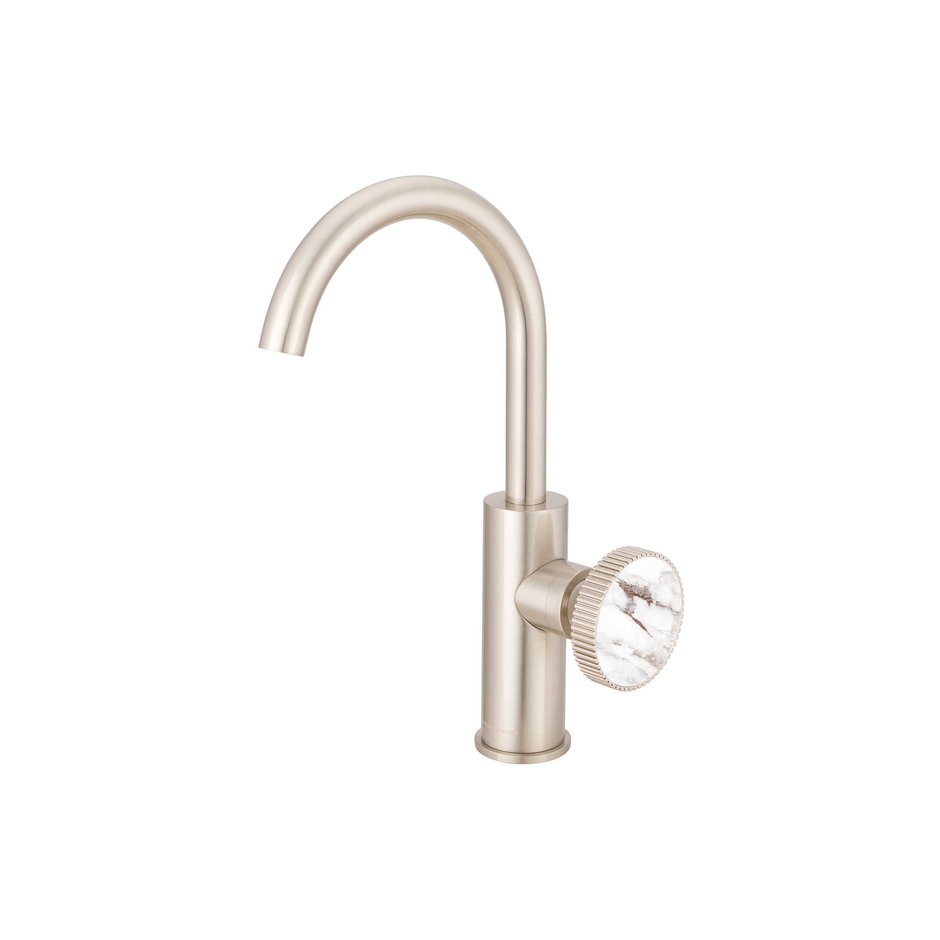 Chiasso | Deck Mounted Mono Basin Mixer With Porcelain Handle Insert Without Waste