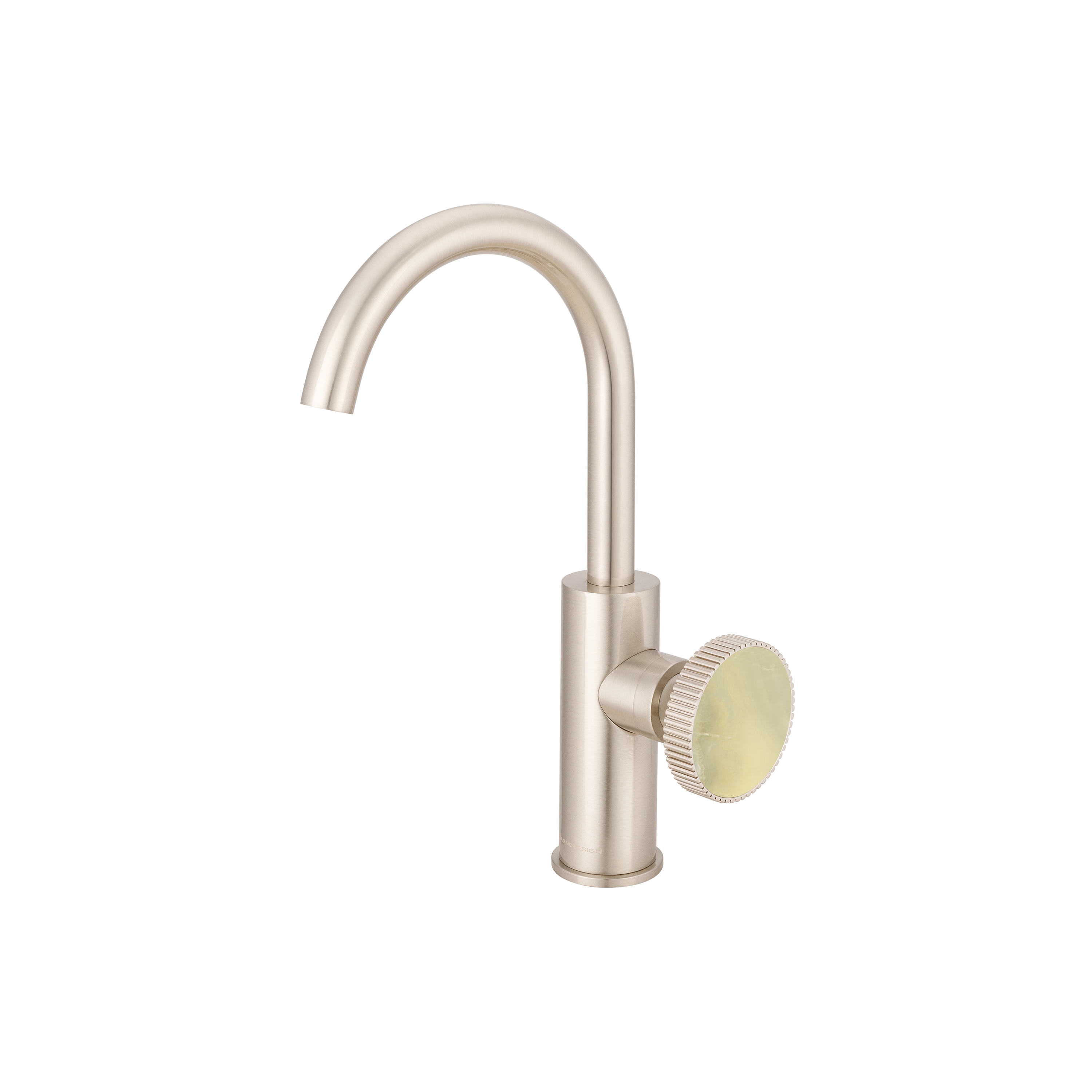 Vertoon produk Chiasso | Deck Mounted Mono Basin Mixer With Porcelain Handle Insert Without Waste van vervaardiger BAGNODESIGN