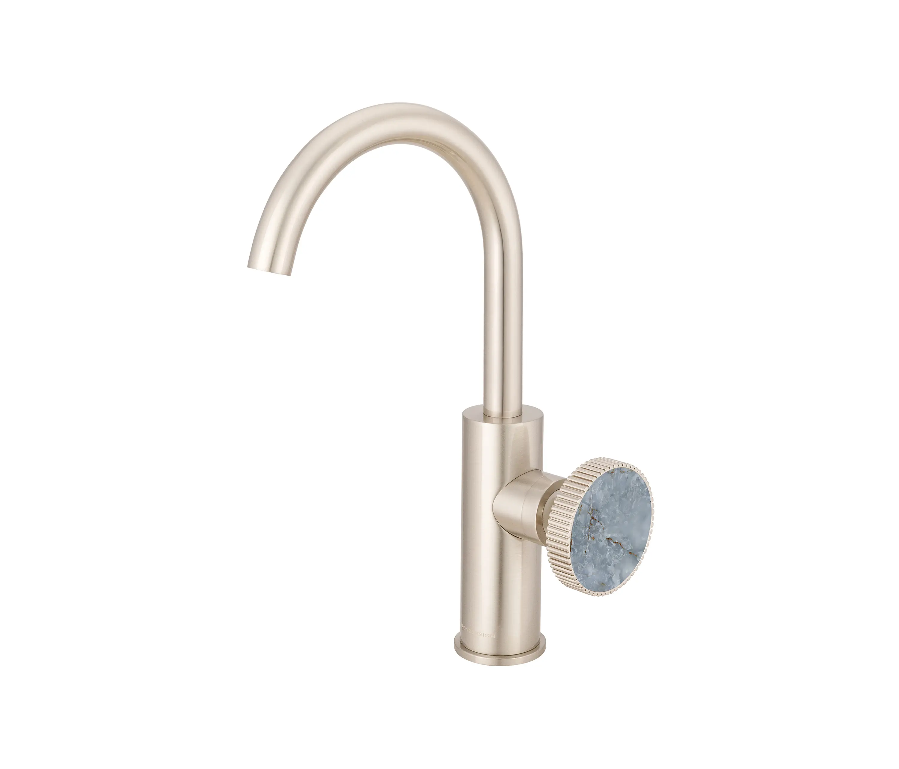 BAGNODESIGN - Chiasso | Deck Mounted Mono Basin Mixer With Porcelain Handle Insert Without Waste