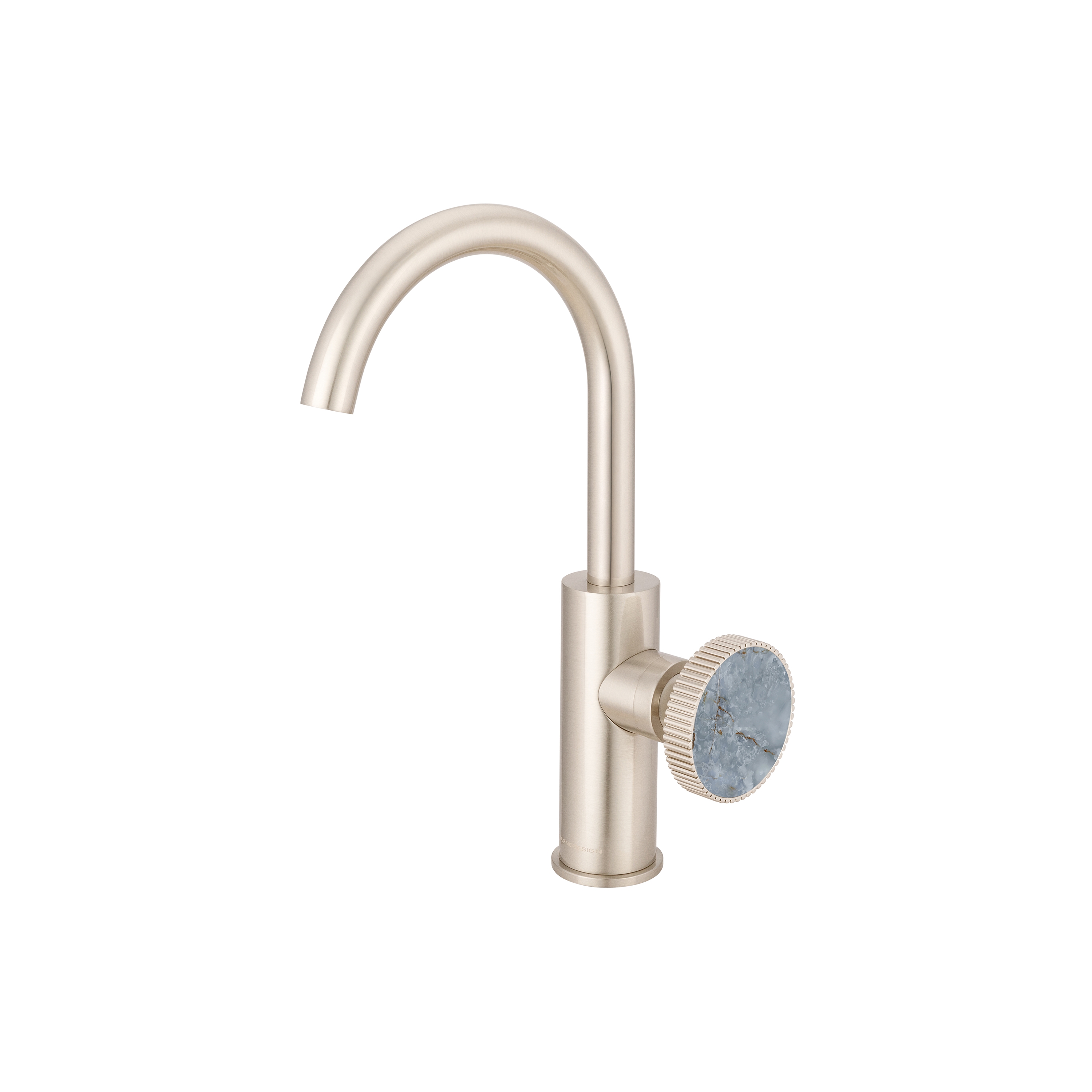 Chiasso | Deck Mounted Mono Basin Mixer With Porcelain Handle Insert Without Waste