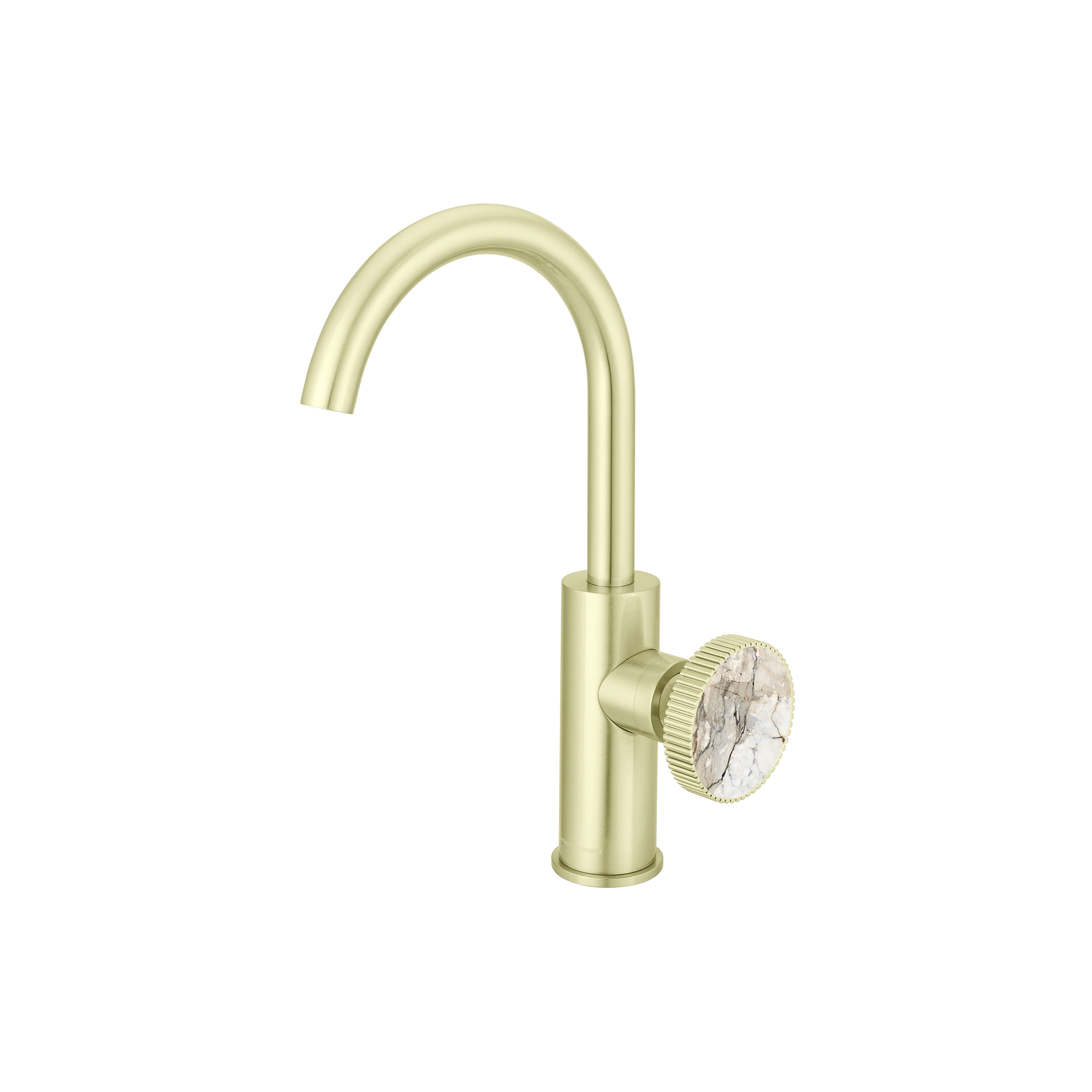 Chiasso | Deck Mounted Mono Basin Mixer With Porcelain Handle Insert Without Waste