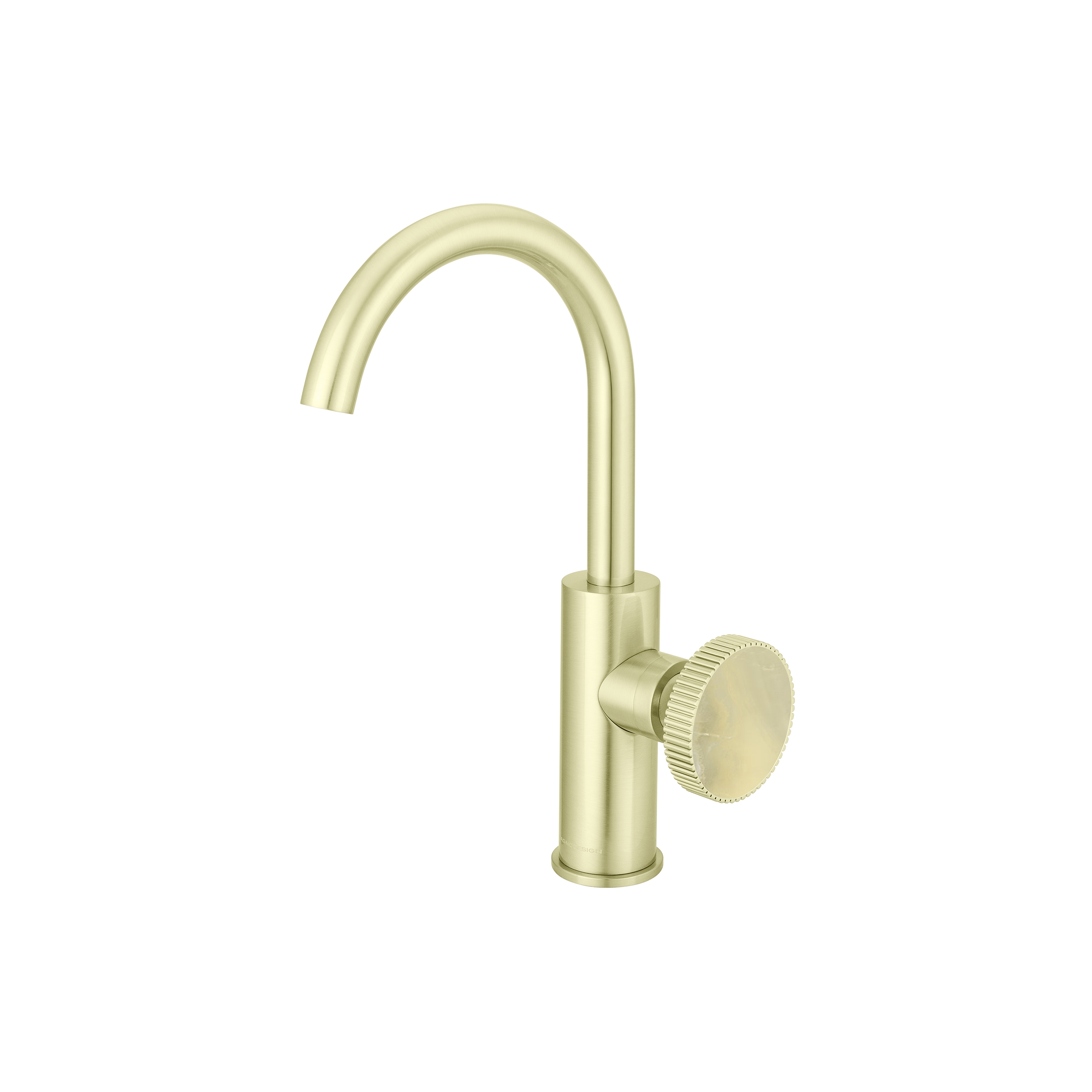 Chiasso | Deck Mounted Mono Basin Mixer With Porcelain Handle Insert Without Waste