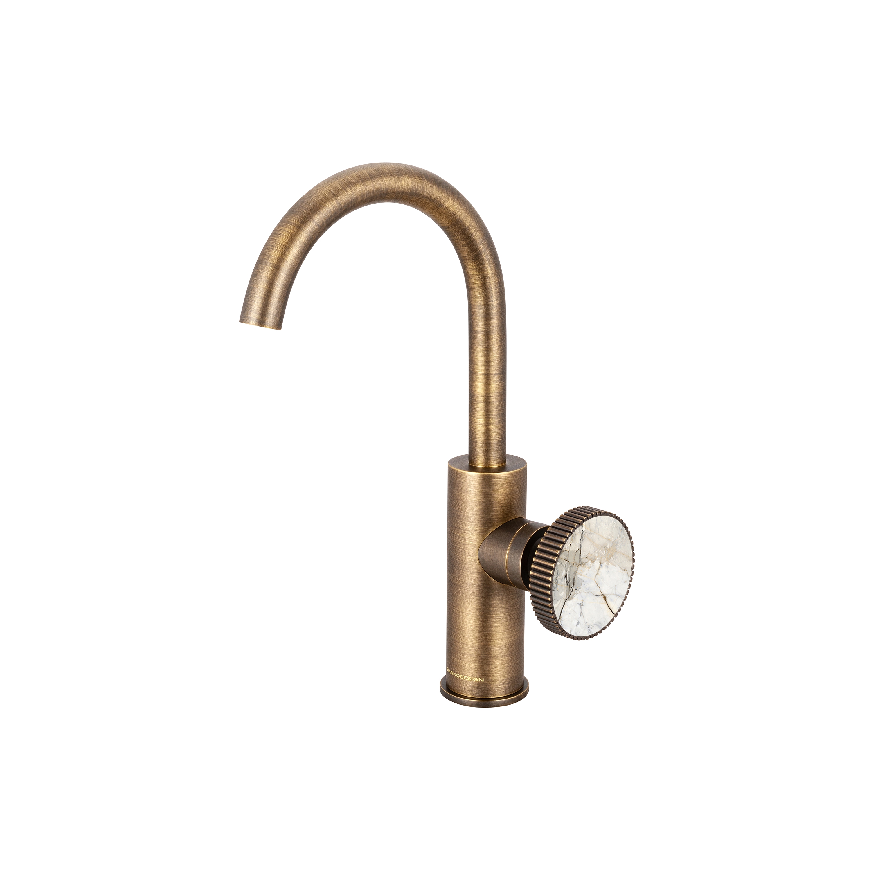 Mostra il prodotto Chiasso | Deck Mounted Mono Basin Mixer With Porcelain Handle Insert Without Waste del produttore BAGNODESIGN