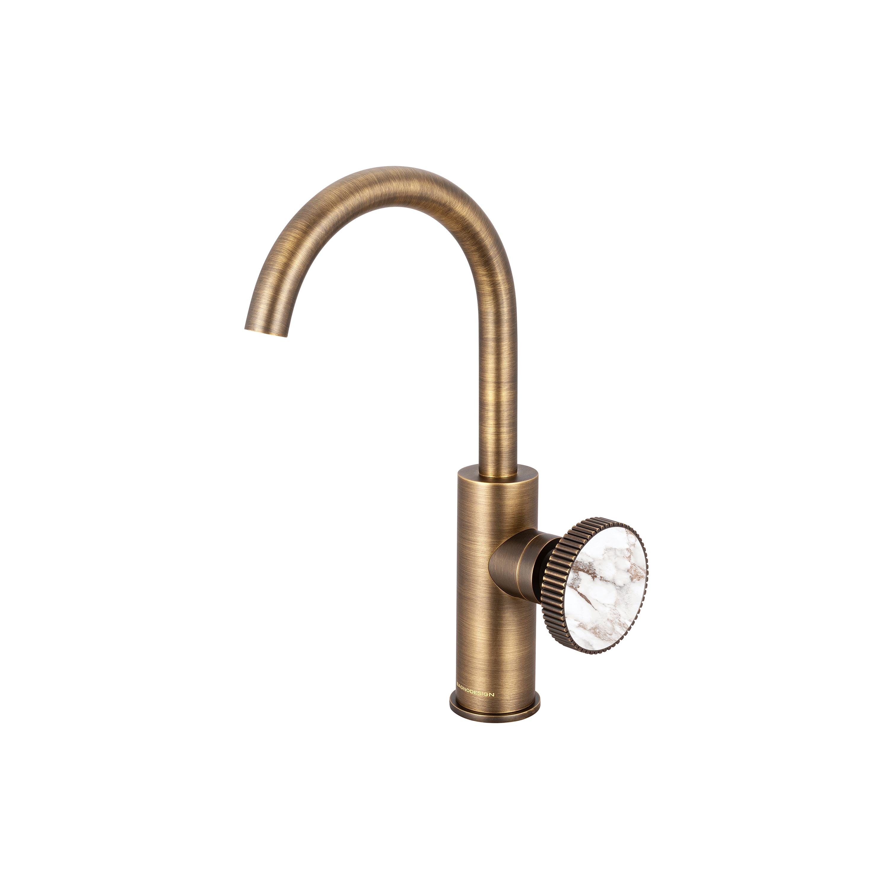Mostra il prodotto Chiasso | Deck Mounted Mono Basin Mixer With Porcelain Handle Insert Without Waste del produttore BAGNODESIGN