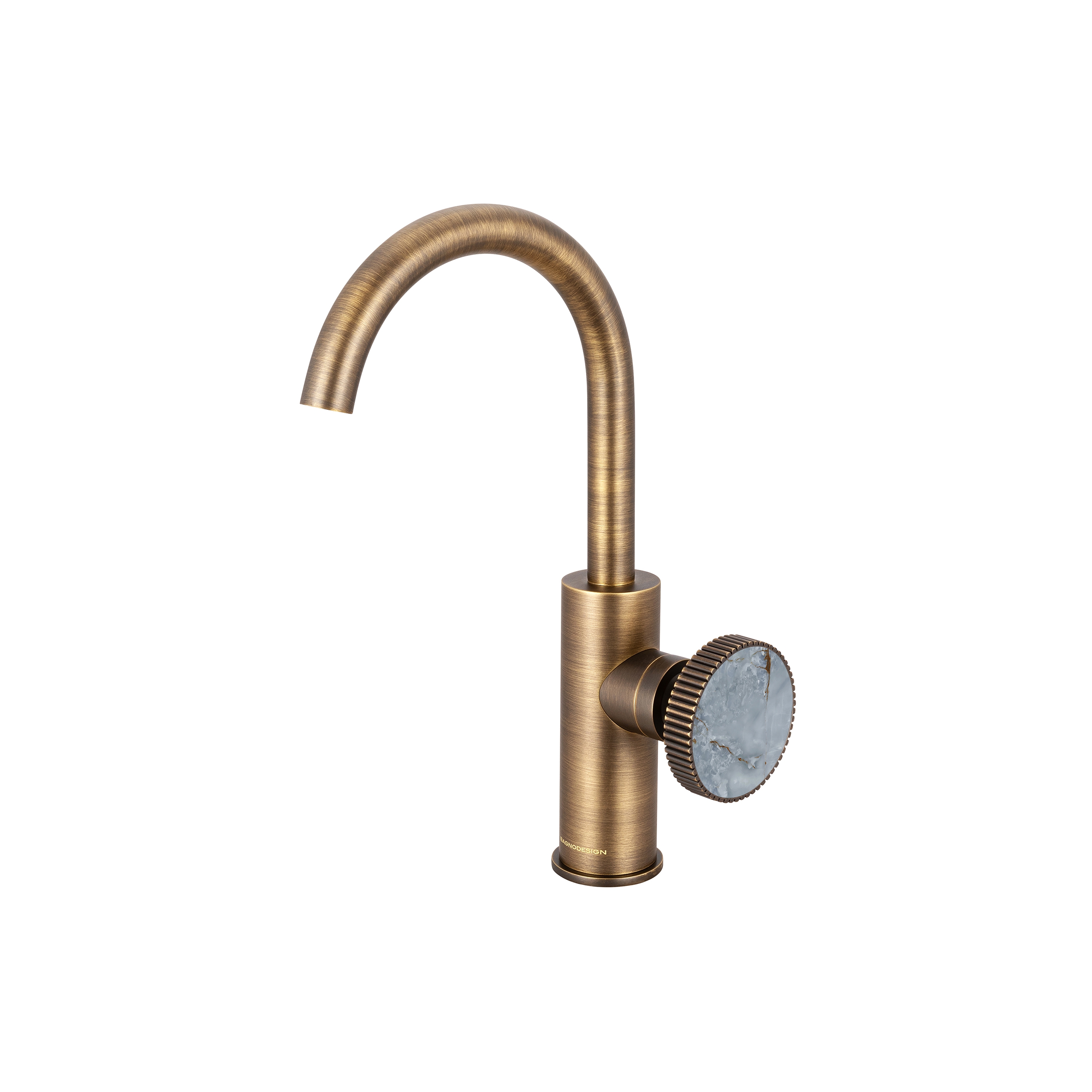 Chiasso | Deck Mounted Mono Basin Mixer With Porcelain Handle Insert Without Waste