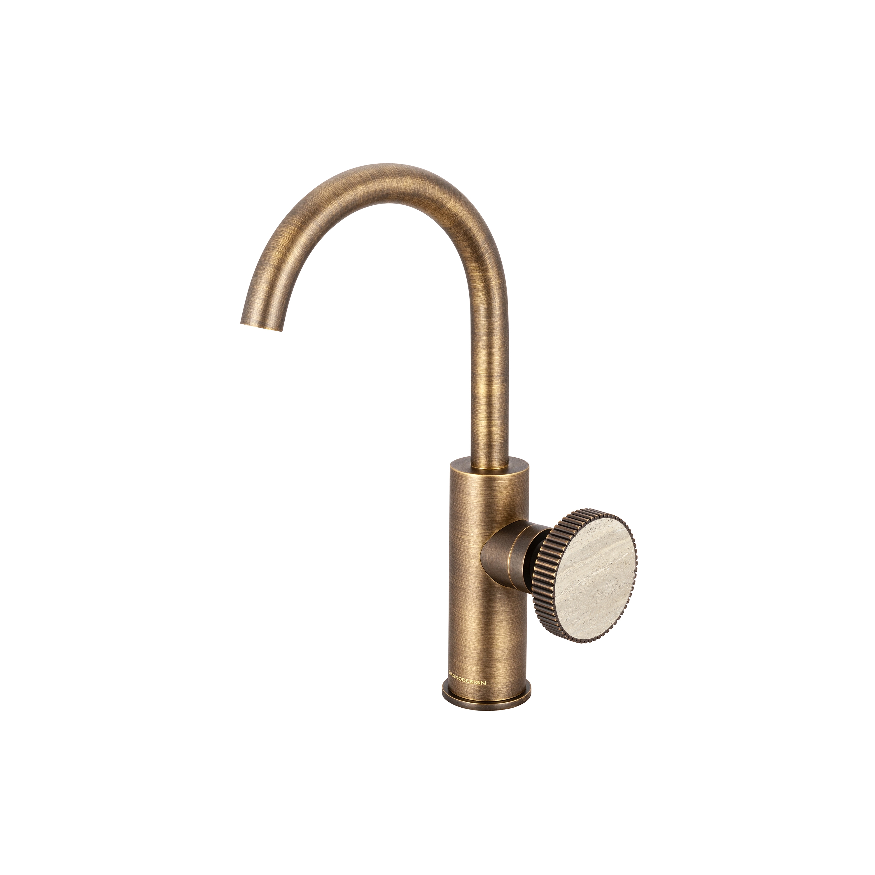 Chiasso | Deck Mounted Mono Basin Mixer With Porcelain Handle Insert Without Waste