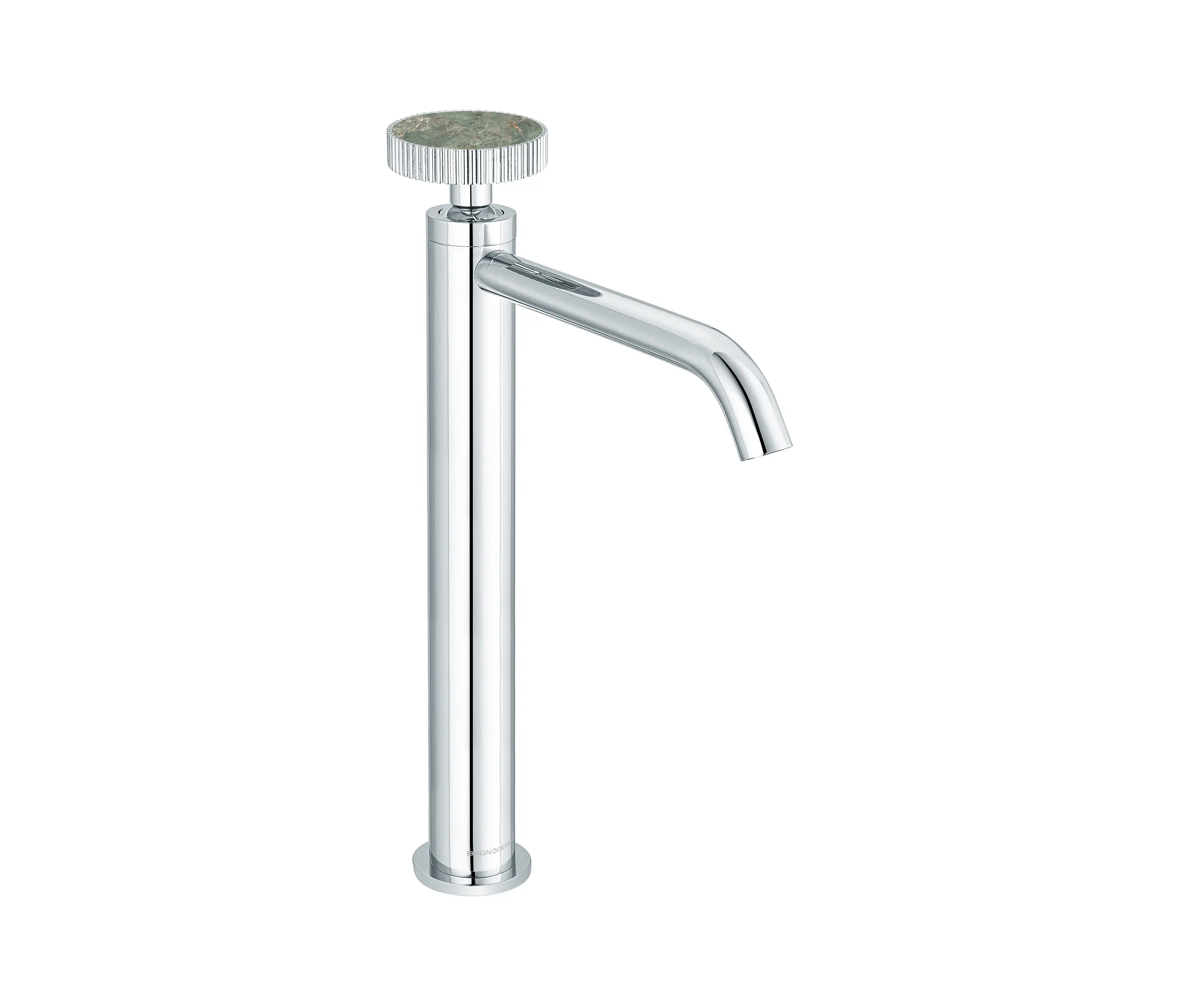 BAGNODESIGN - Chiasso | Deck Mounted Mono Tall Basin Mixer With Porcelain Handle Insert Without Waste