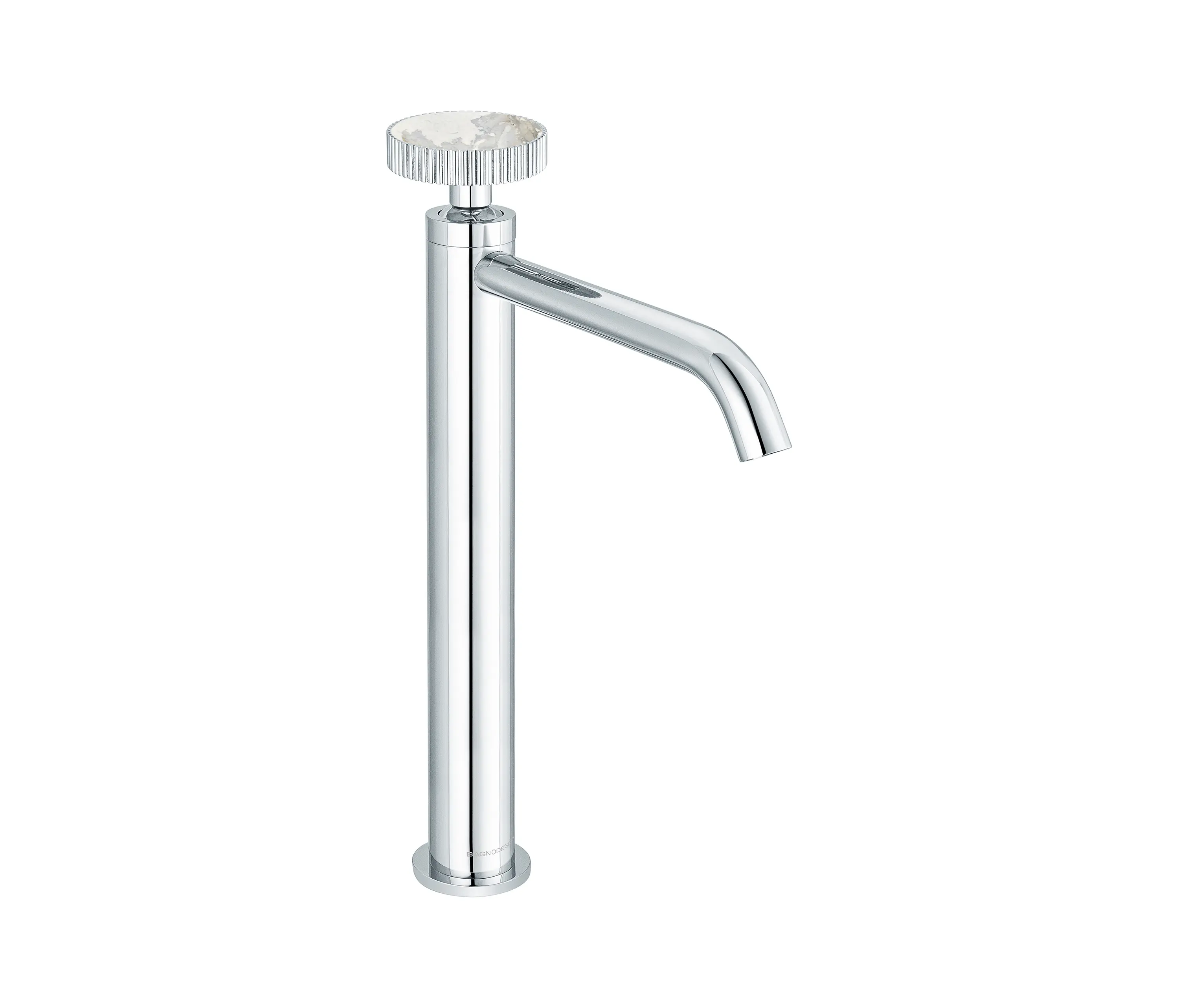 BAGNODESIGN - Chiasso | Deck Mounted Mono Tall Basin Mixer With Porcelain Handle Insert Without Waste