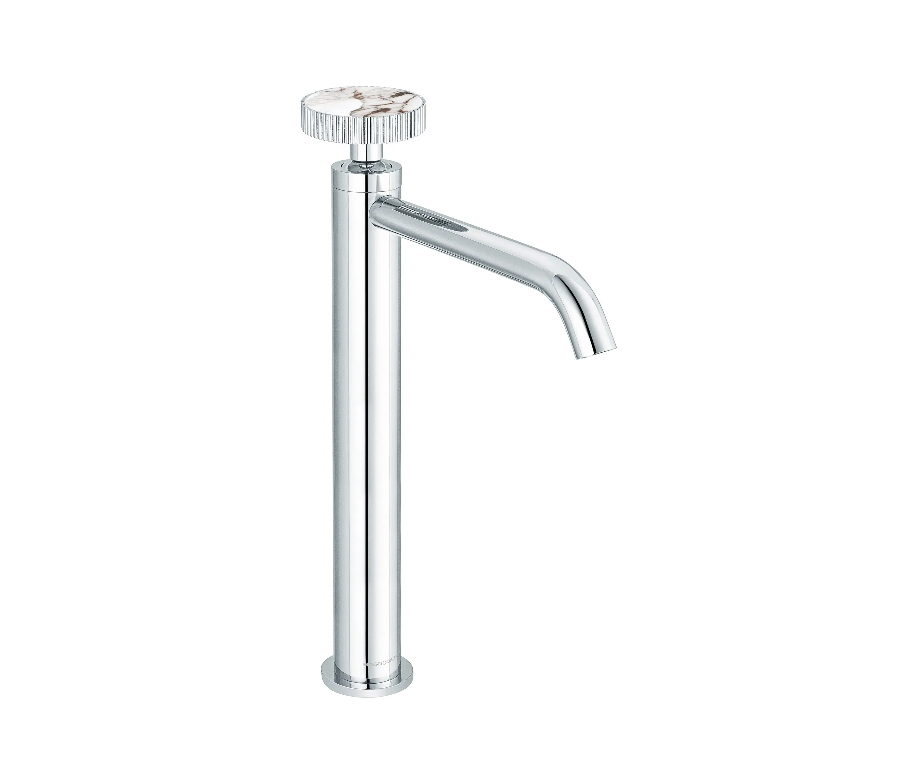 BAGNODESIGN - Chiasso | Deck Mounted Mono Tall Basin Mixer With Porcelain Handle Insert Without Waste