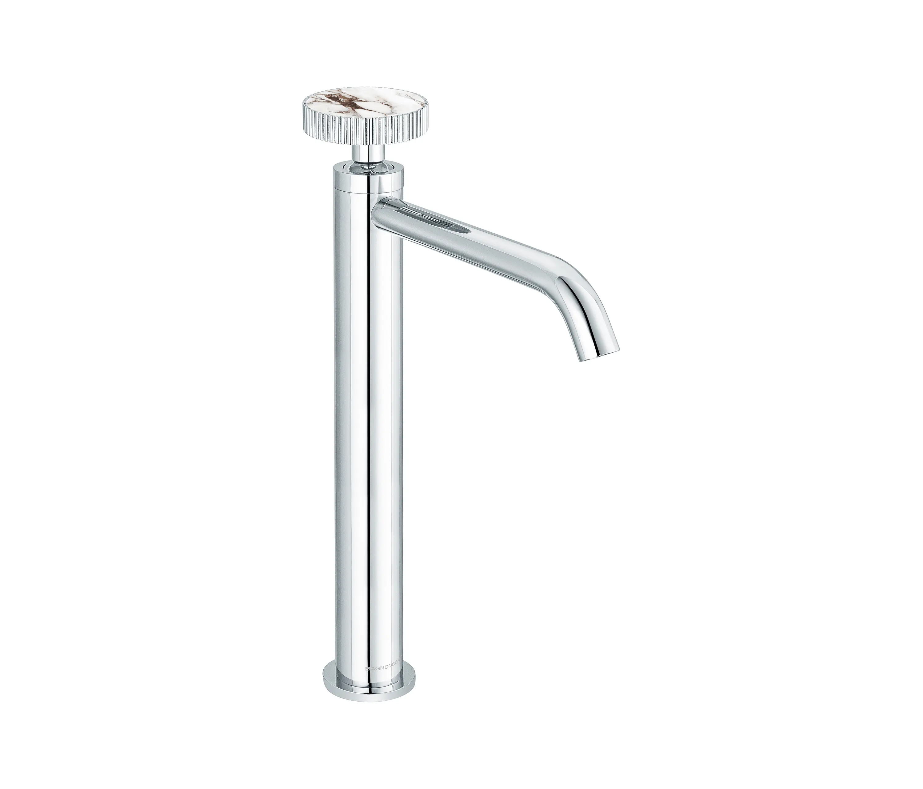 BAGNODESIGN - Chiasso | Deck Mounted Mono Tall Basin Mixer With Porcelain Handle Insert Without Waste