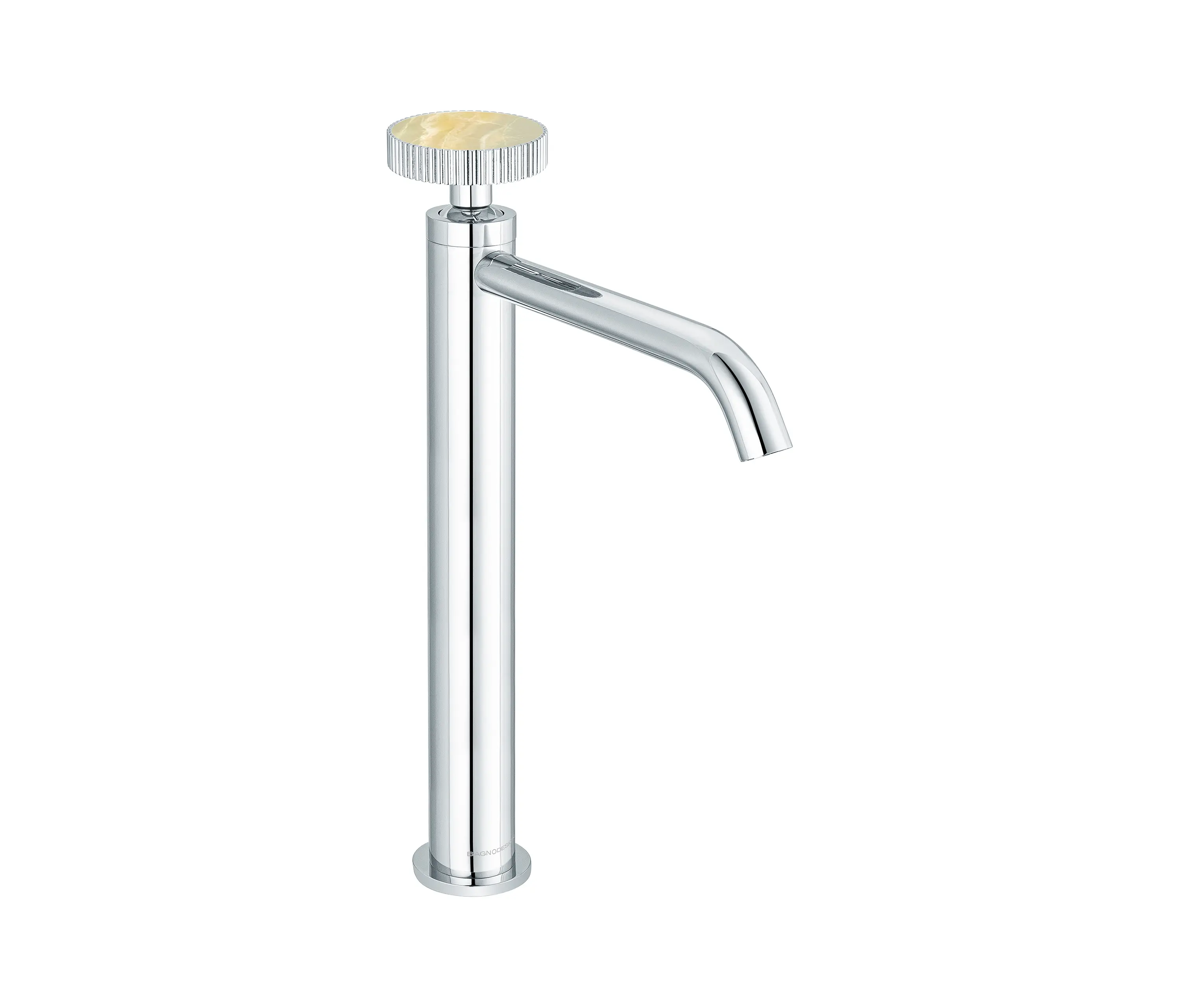 BAGNODESIGN - Chiasso | Deck Mounted Mono Tall Basin Mixer With Porcelain Handle Insert Without Waste