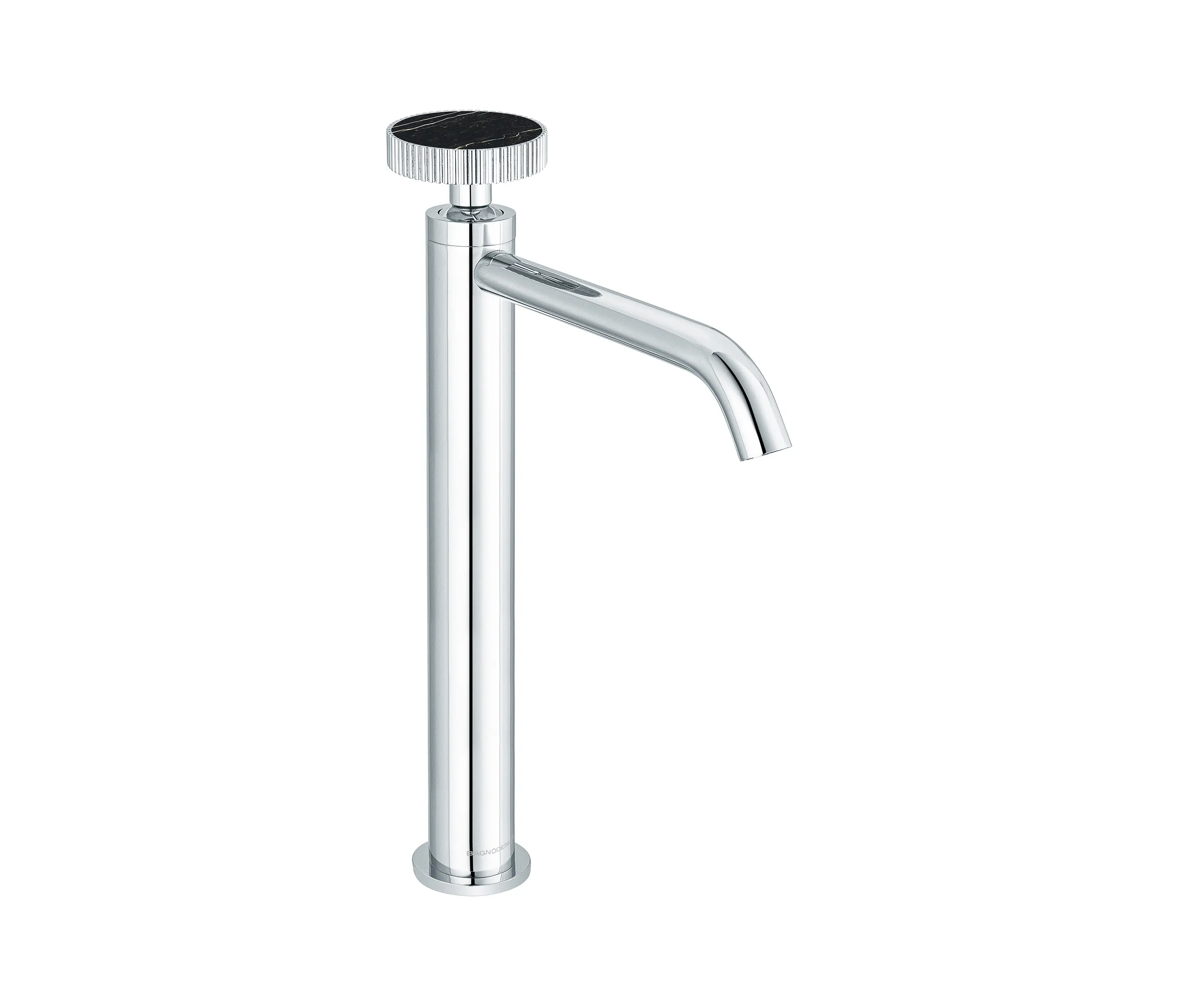 BAGNODESIGN - Chiasso | Deck Mounted Mono Tall Basin Mixer With Porcelain Handle Insert Without Waste
