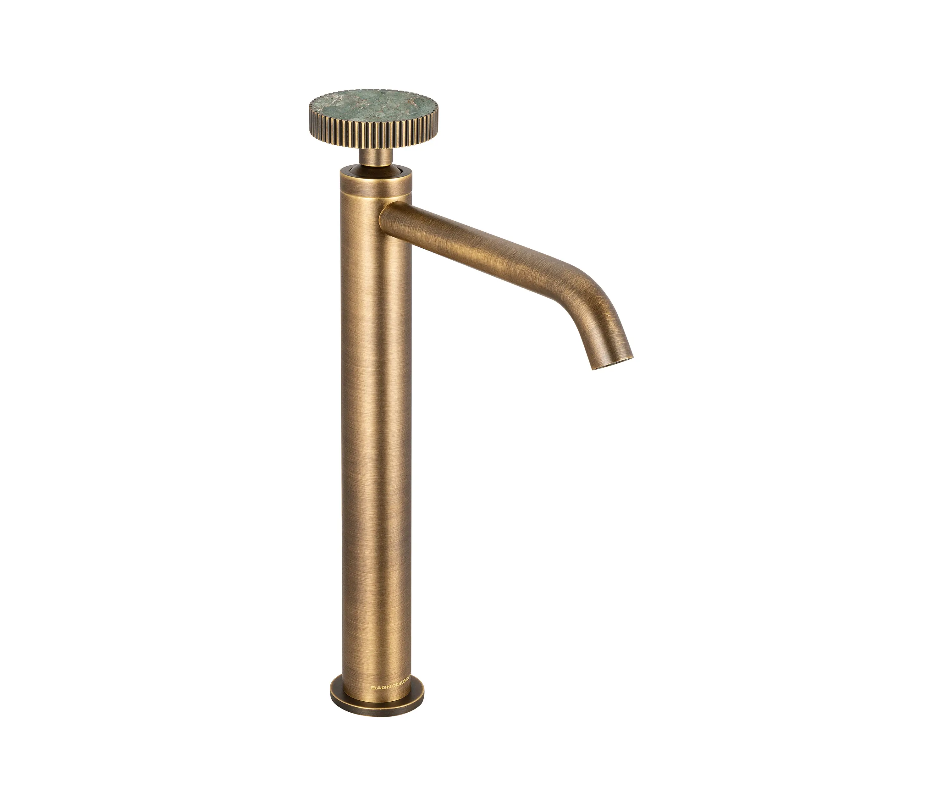 BAGNODESIGN - Chiasso | Deck Mounted Mono Tall Basin Mixer With Porcelain Handle Insert Without Waste