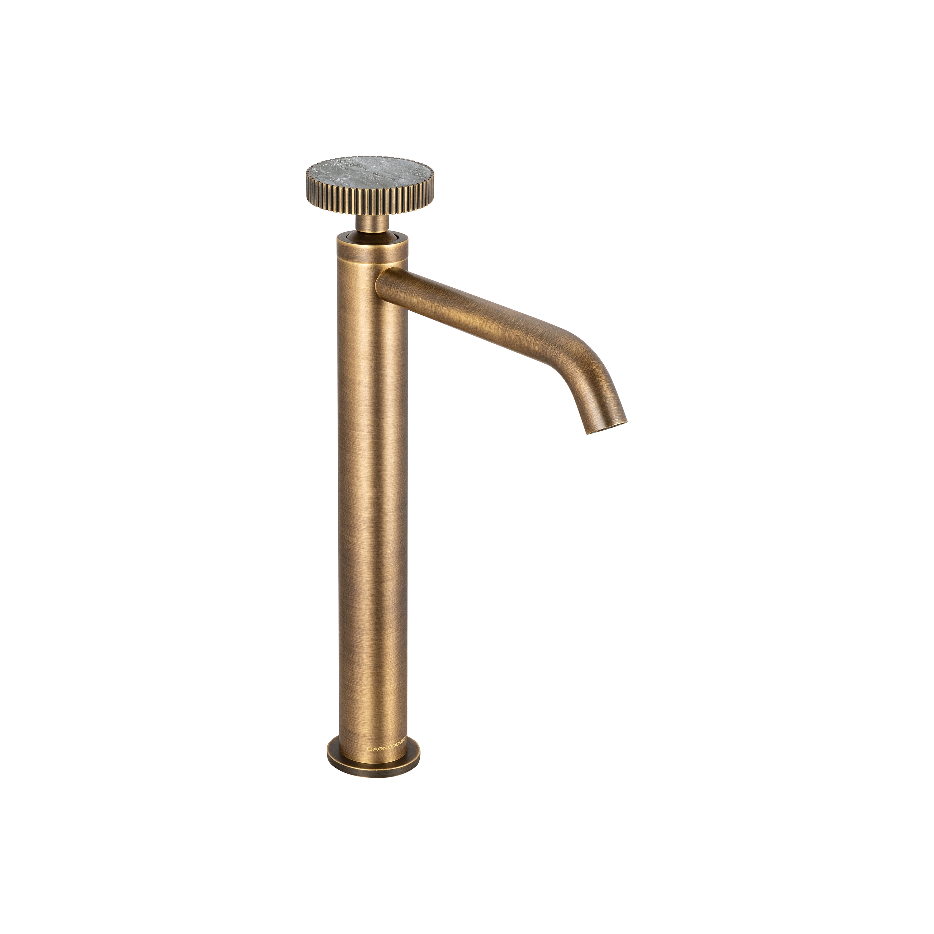 Display product Chiasso | Deck Mounted Mono Tall Basin Mixer With Porcelain Handle Insert Without Waste from manufacturer BAGNODESIGN