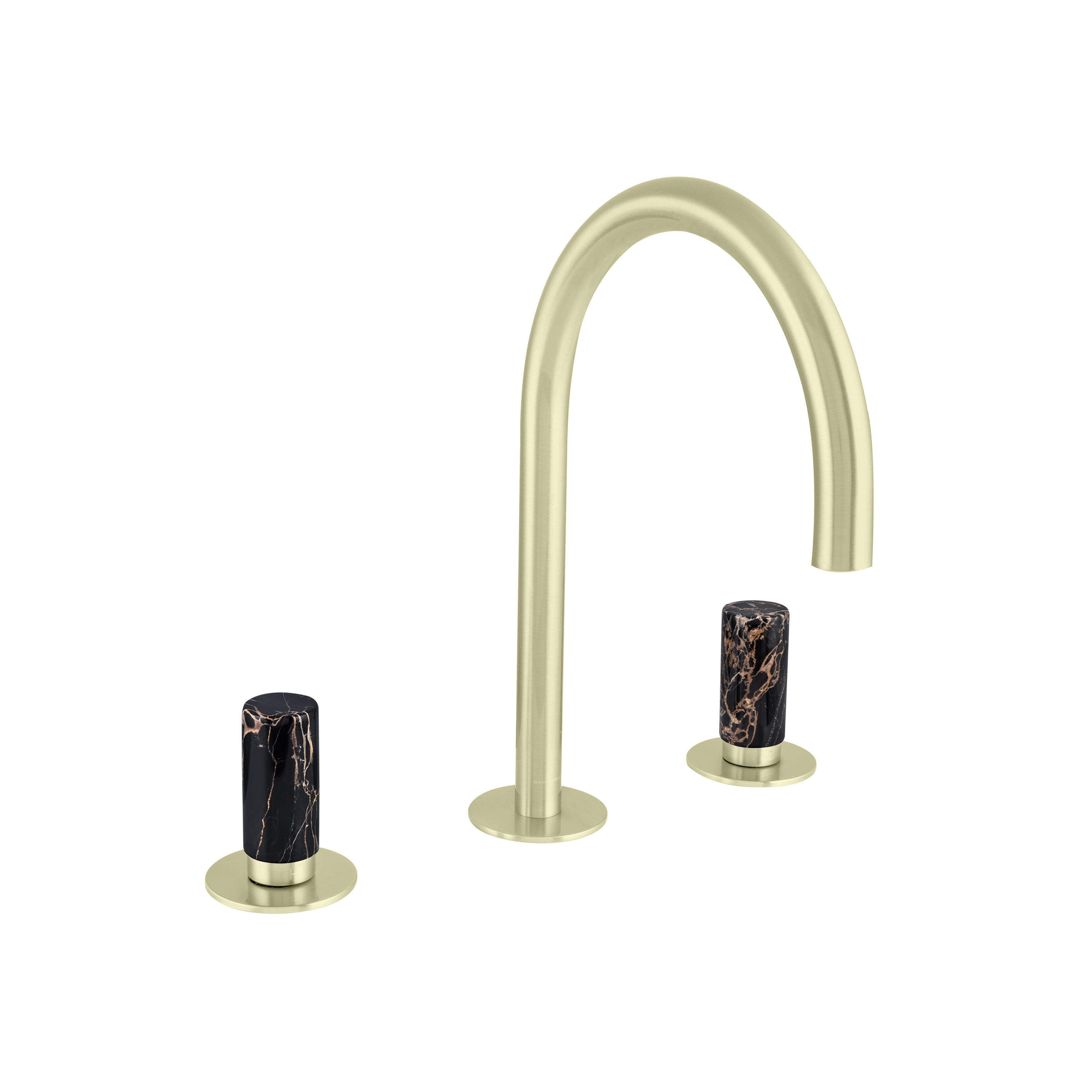 Sestriere | 3 Hole Deck Mounted Basin Mixer With Black Marble Handle