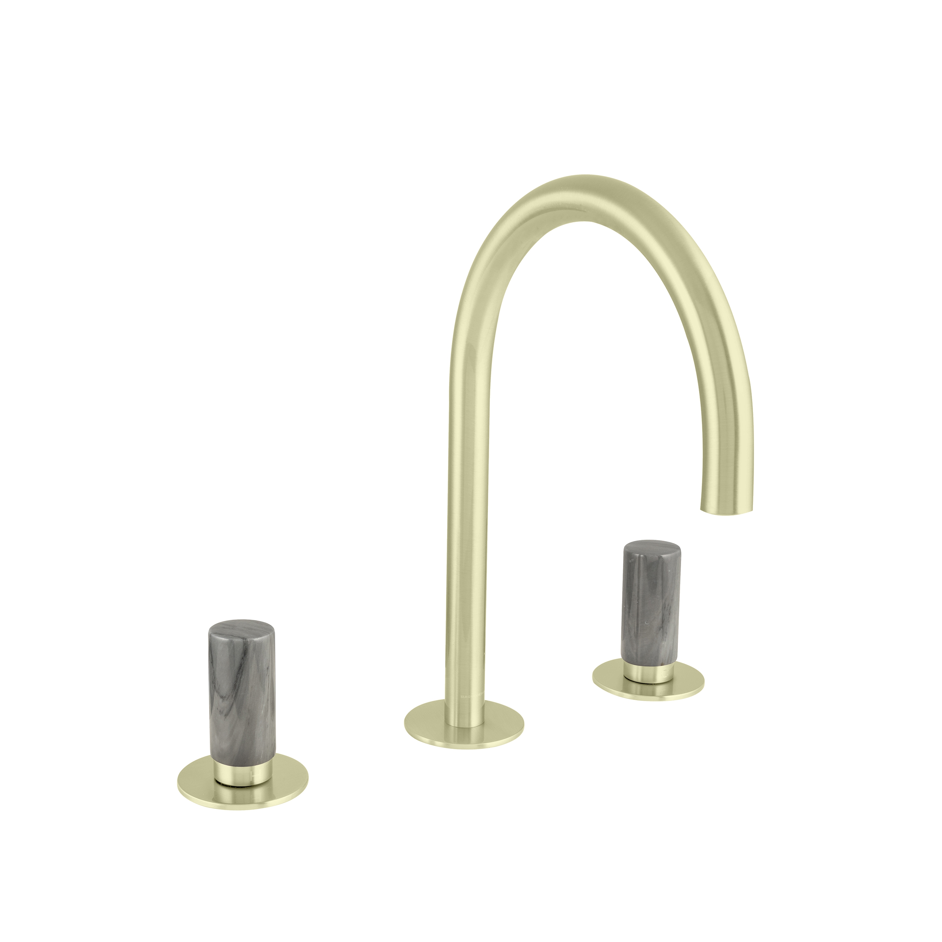 Sestriere | 3 Hole Deck Mounted Basin Mixer With Grey Marble Handle